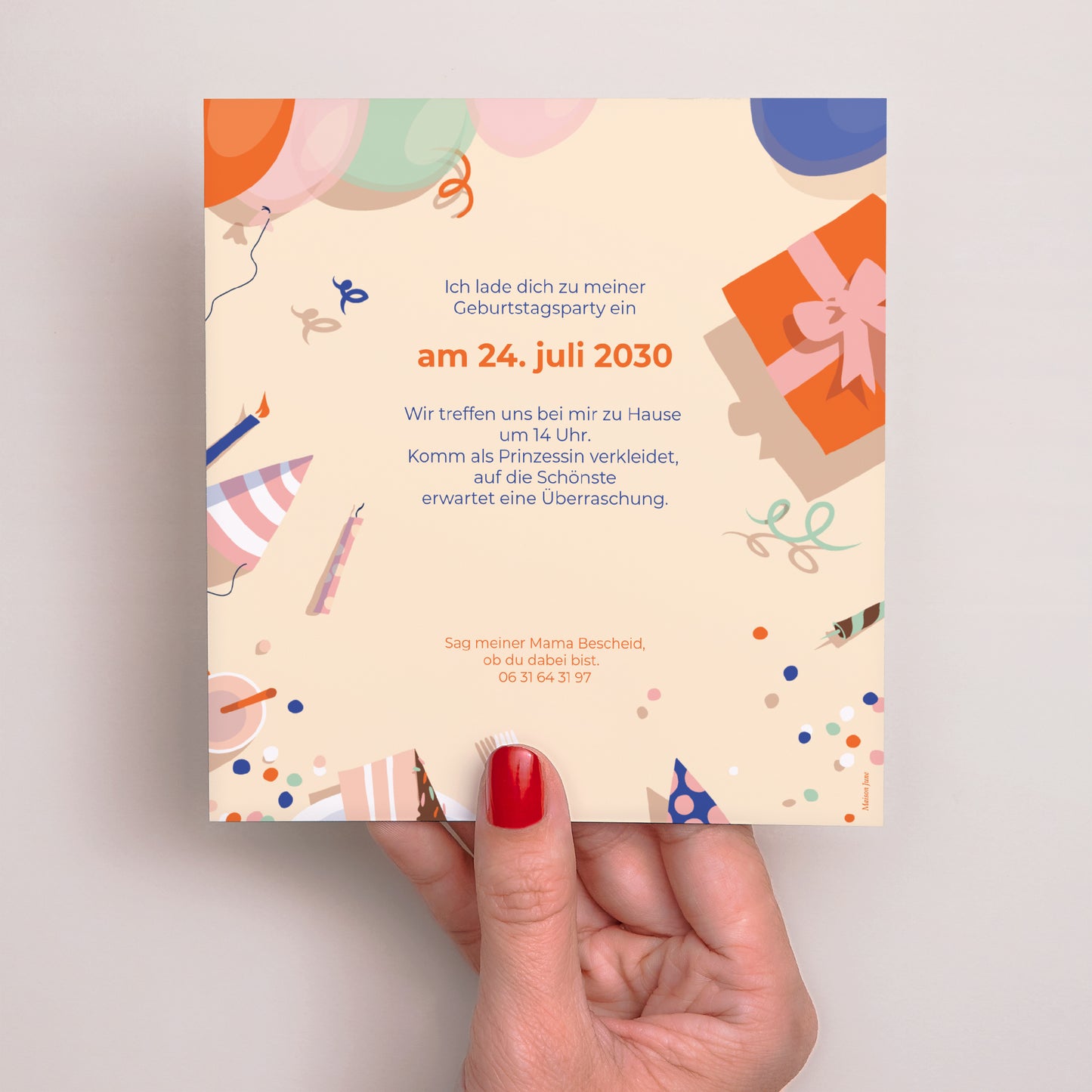 Invitations Anniversaire Enfant Carré Bienvenue à la fête foto N° 6