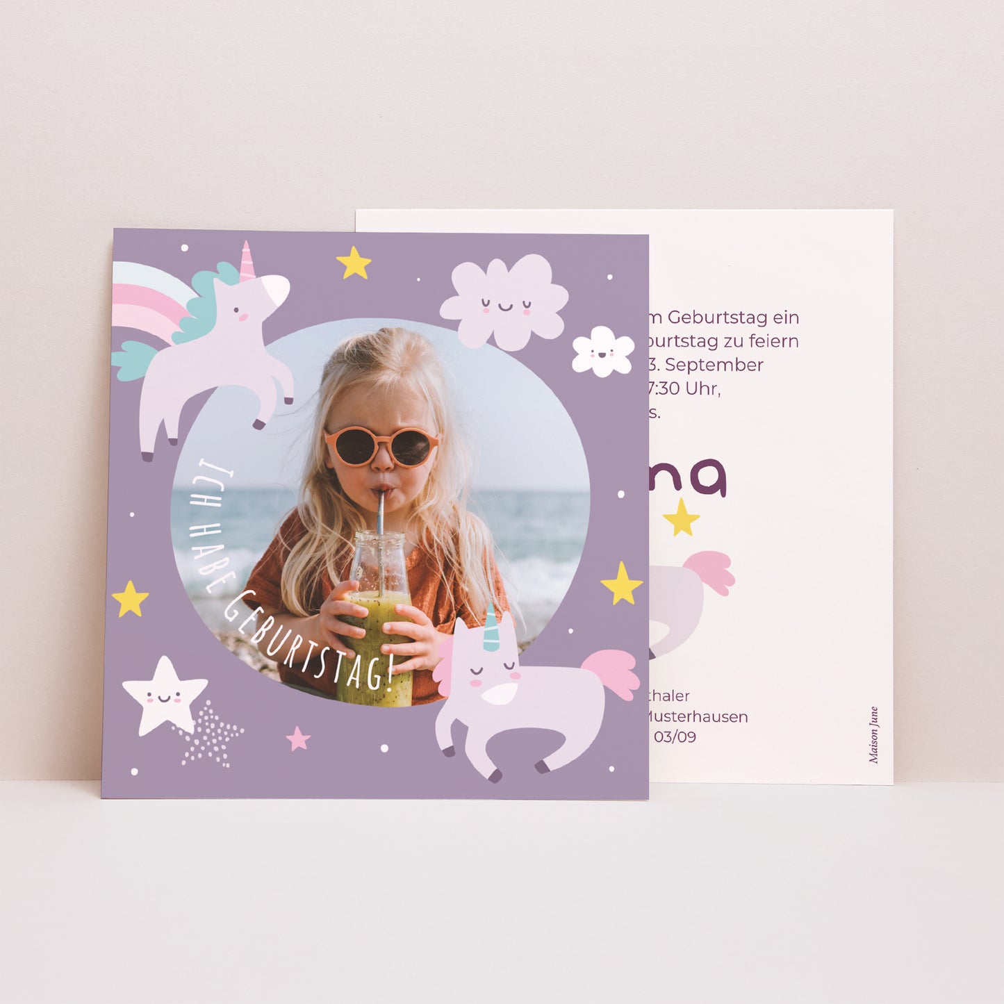 Invitations Anniversaire Enfant Carré My licorne foto N° 4