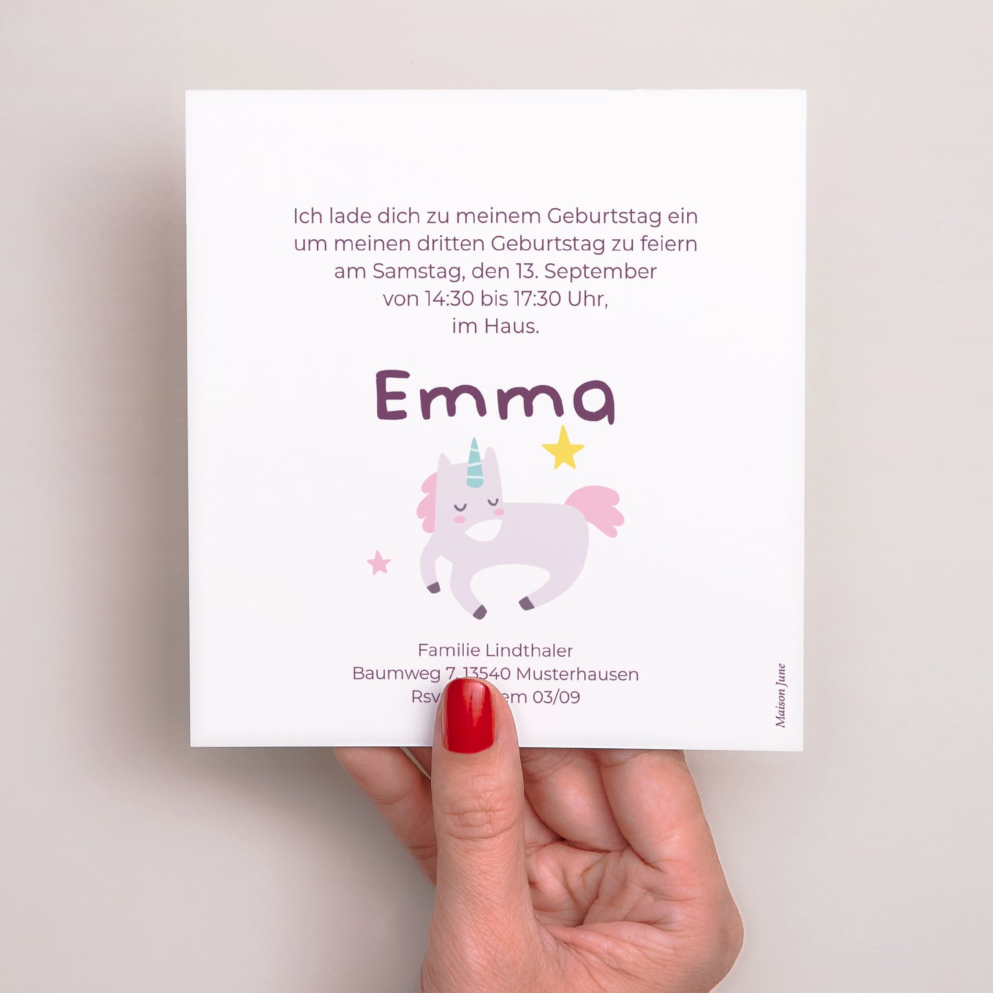 Invitations Anniversaire Enfant Carré My licorne foto N° 6