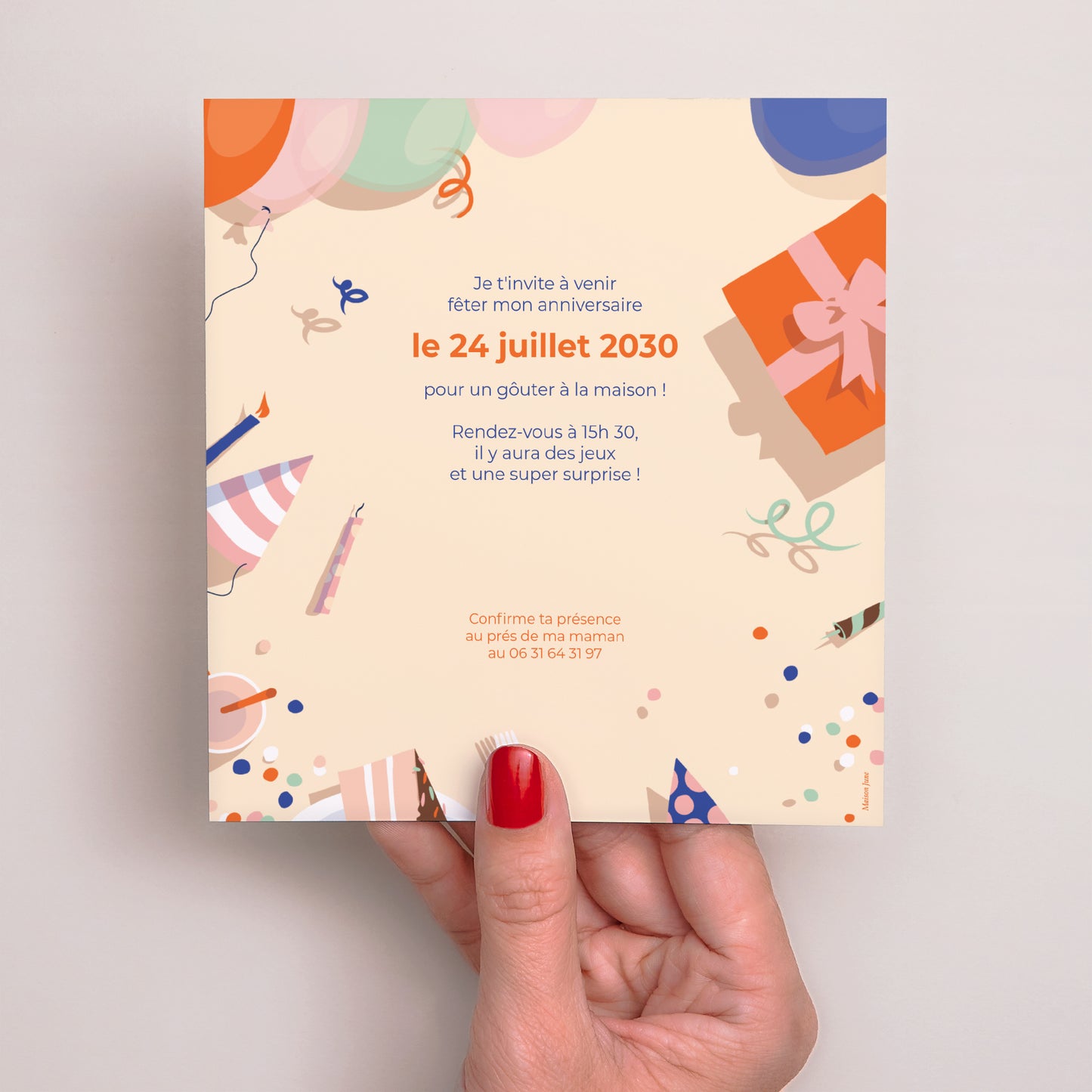Invitations Anniversaire Enfant Carré Bienvenue à la fête foto N° 3