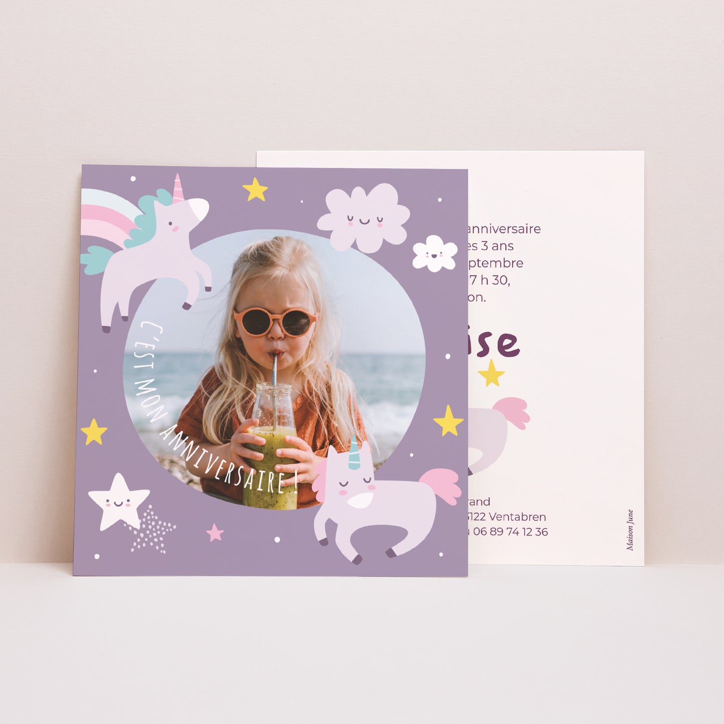 Invitations Anniversaire Enfant Carré My licorne foto N° 1