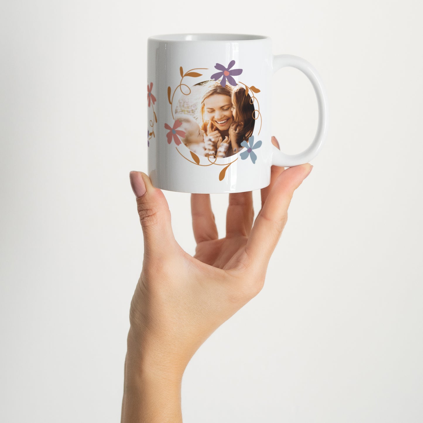 Mug Objets Blanc Cercle de fleurs foto N° 2