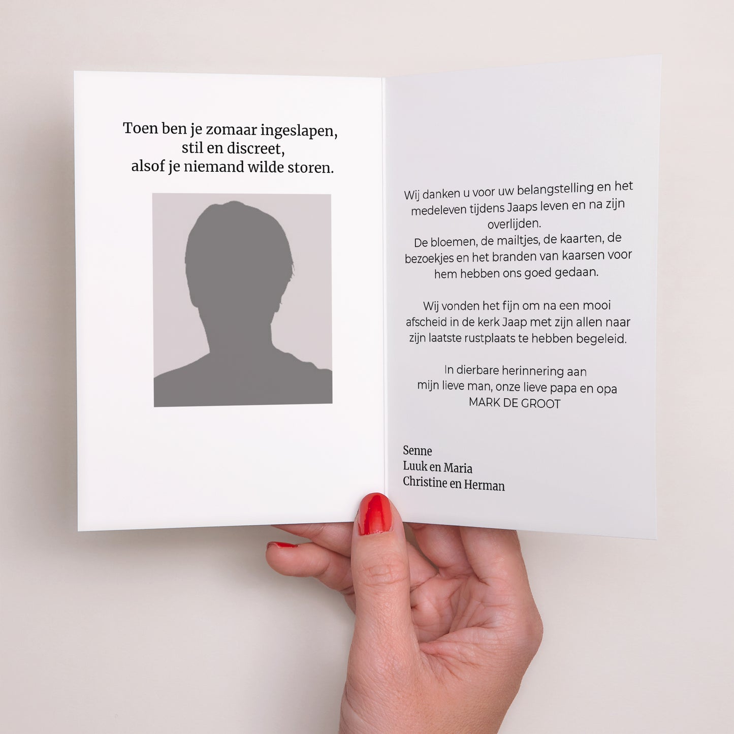 Bedankkaart Overlijden Dubbel portretvenster Ter nagedachtenis aan mij - dankkaart foto N° 2