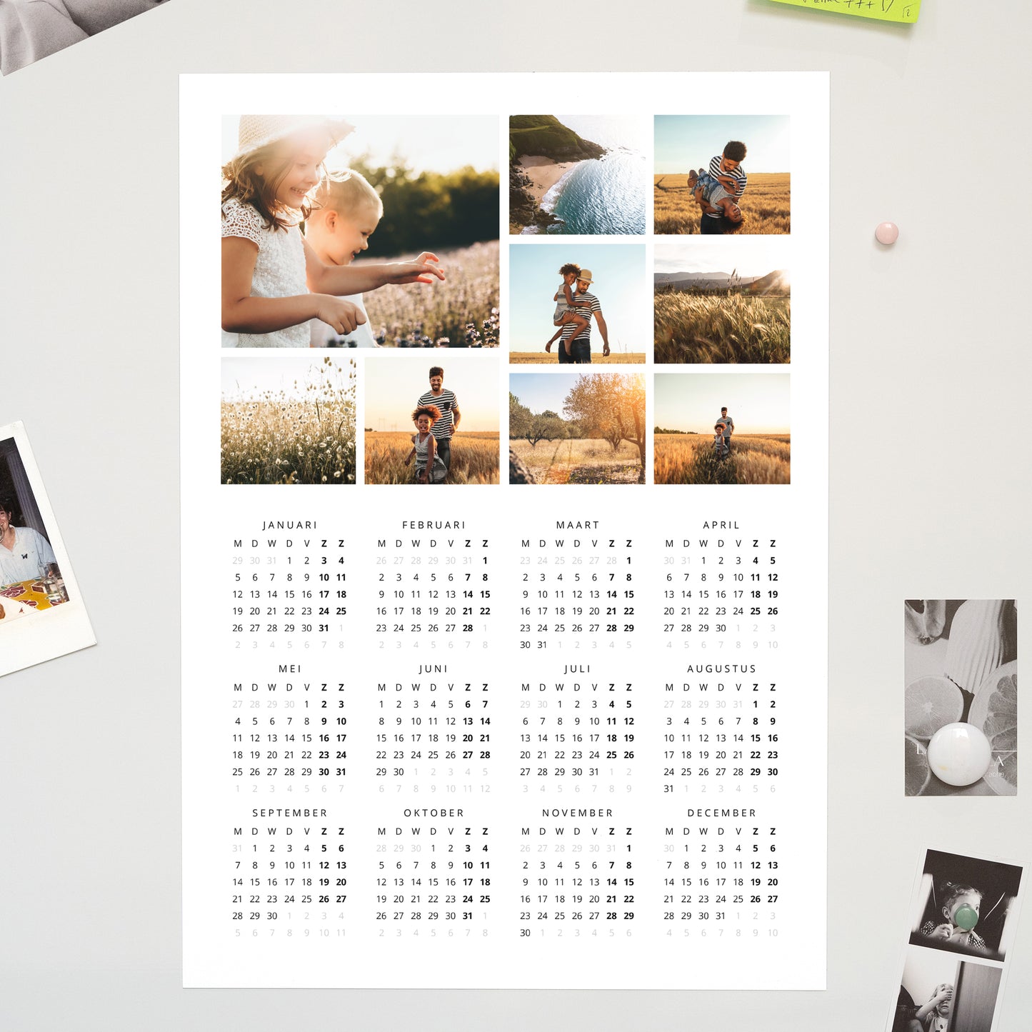 Kalender Eindejaar Magnetische, eenbladige kalender Foto Pell-mell-kalender foto N° 1