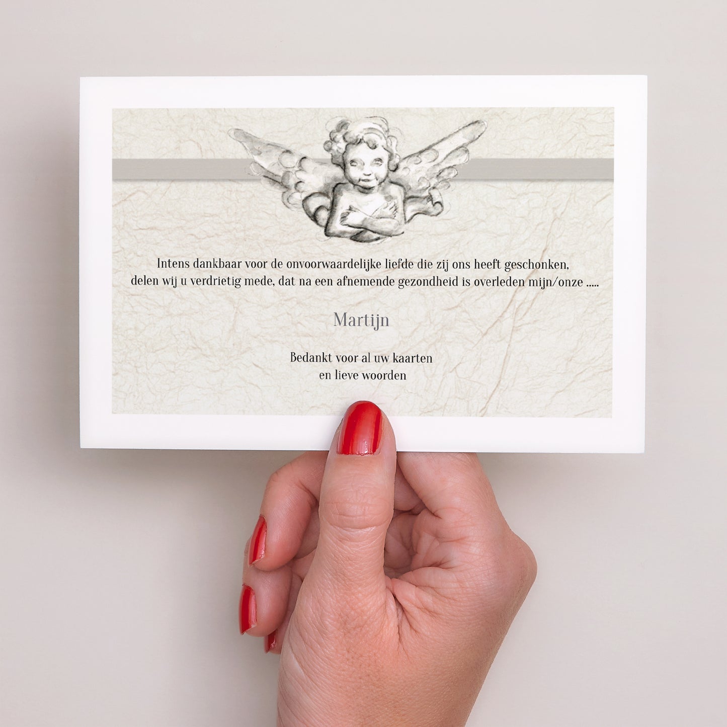 Uitnodigingskaart Overlijden Landschap Droevige beschermengel - kindersterfte foto N° 3