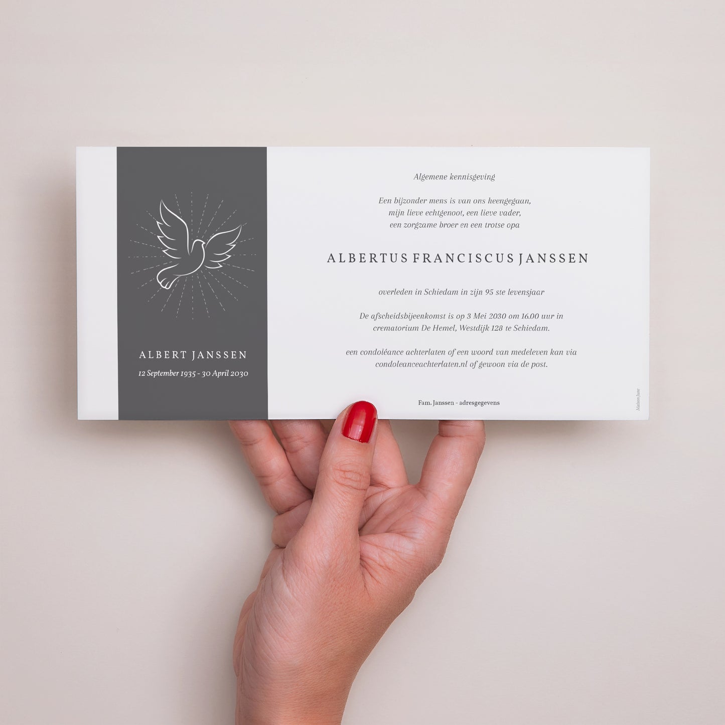 Uitnodigingskaart Overlijden Panoramisch landschap Pax foto N° 3