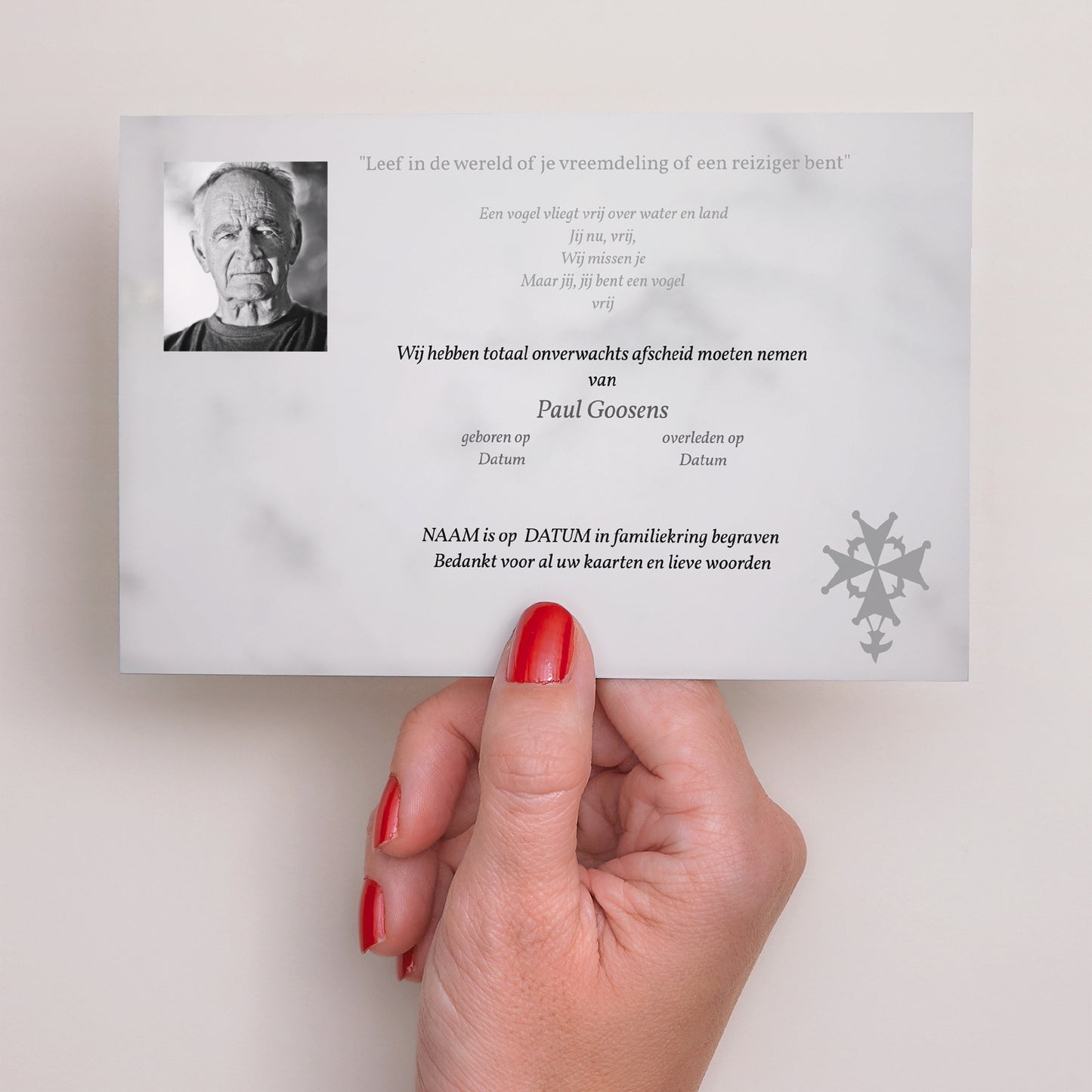 Uitnodigingskaart Overlijden Landschap Protestant - bedankt foto N° 3