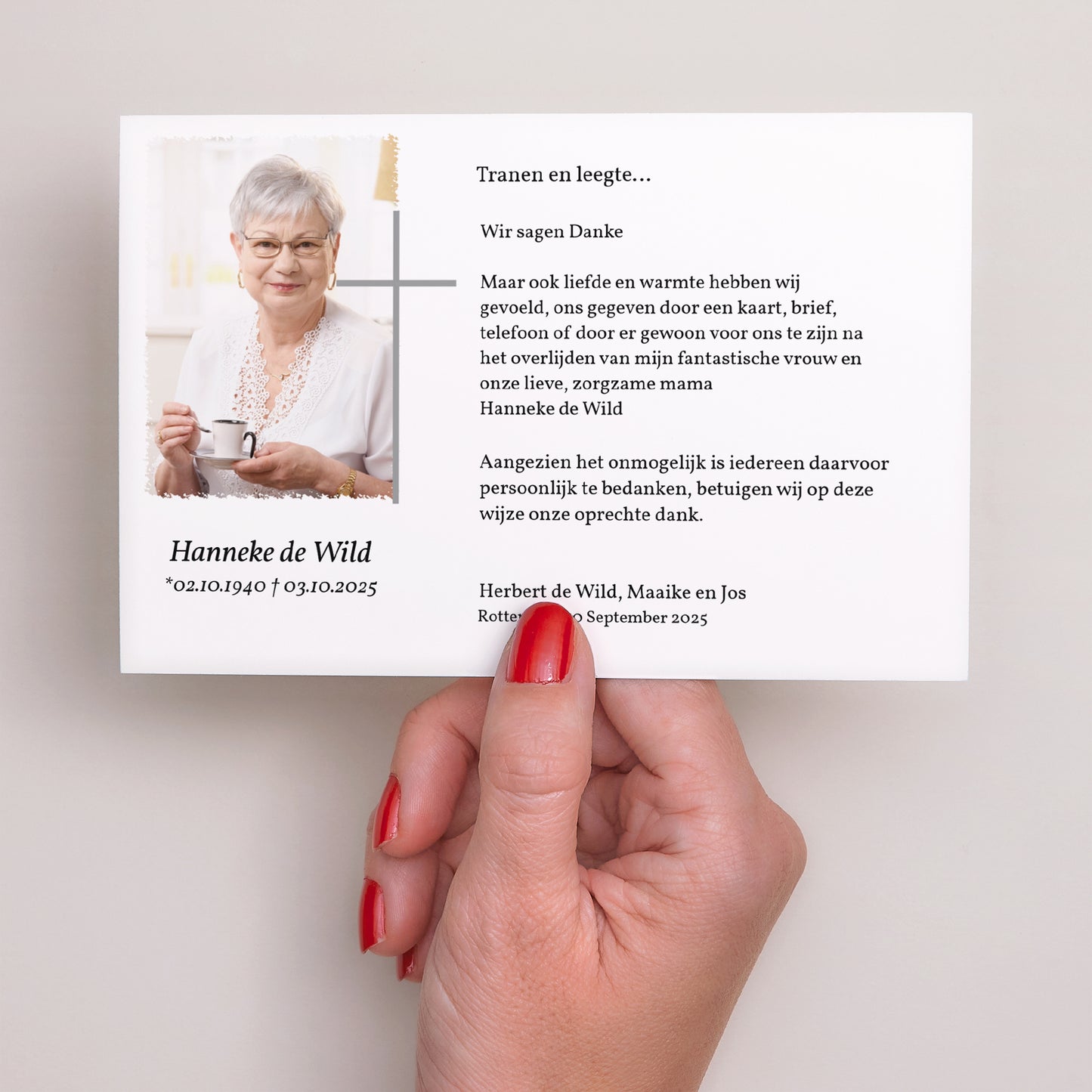 Uitnodigingskaart Overlijden Landschap Klassiek kruis - bedankkaart voor een overleden dierbare foto N° 3