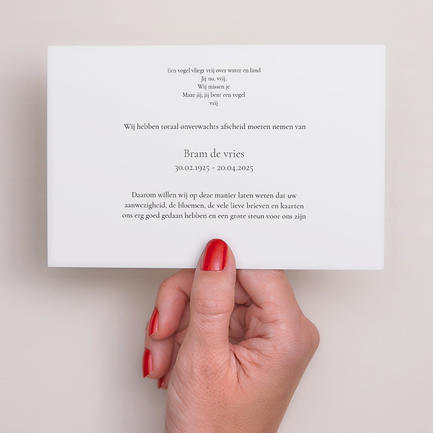 Uitnodigingskaart Overlijden Landschap Wierook - universele rouwadvertentie foto N° 3