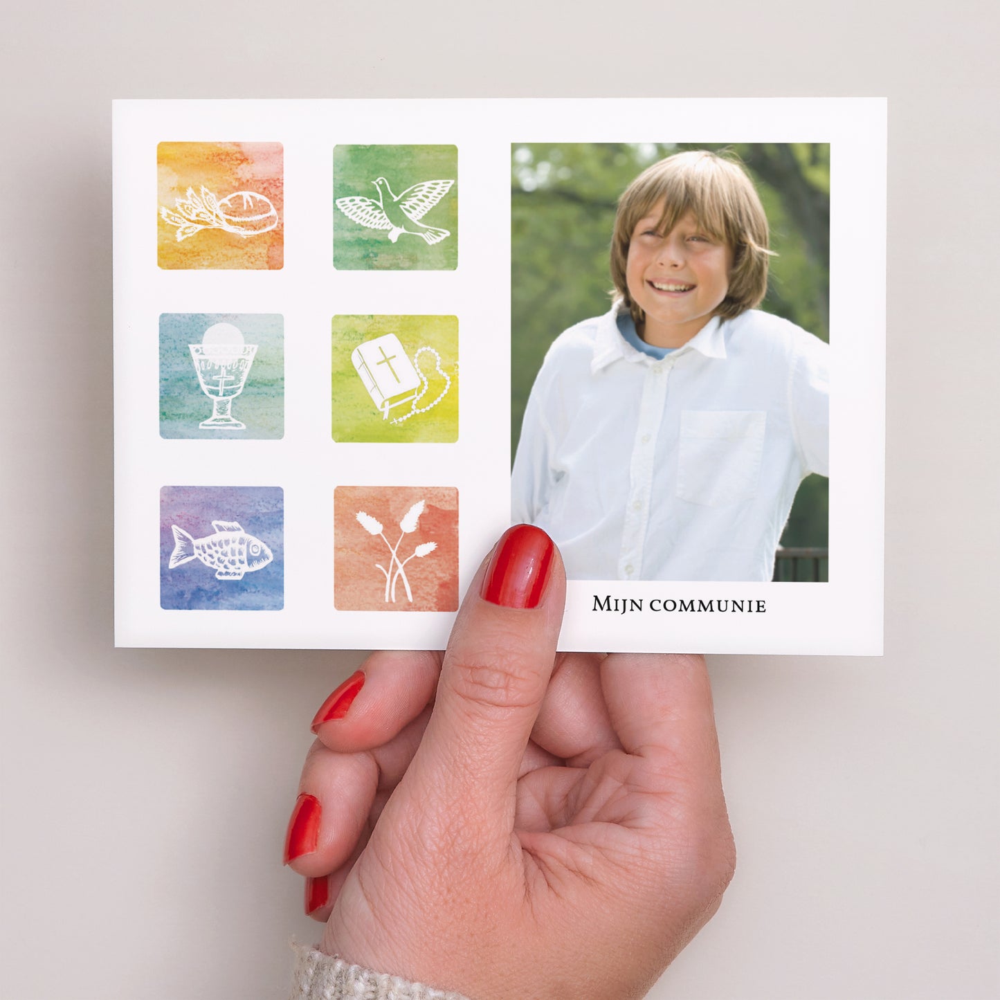 Bedankkaart Communie Landschap Mijn geloof rijmt op vreugde foto N° 3