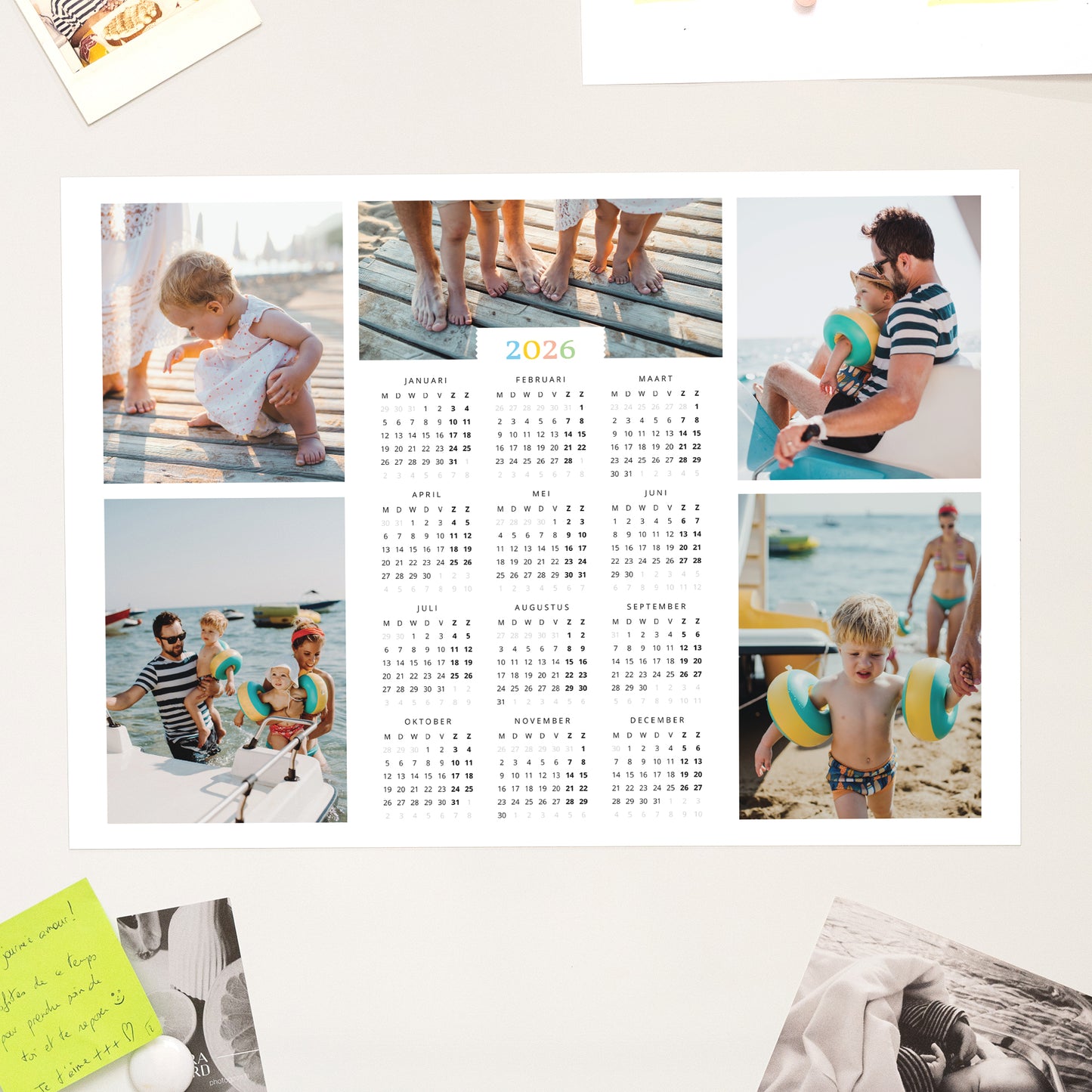 Kalender Eindejaar Magnetisch, enkelvoudig landschap Regenboog van kleuren foto N° 1