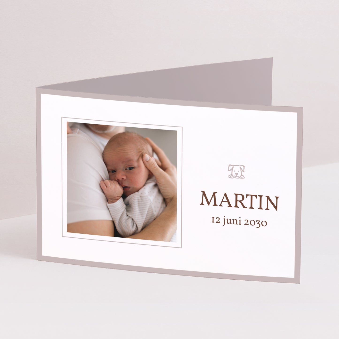 Uitnodigingskaart Geboorte Dubbele landschapspanelen Martin en de puppy foto N° 1