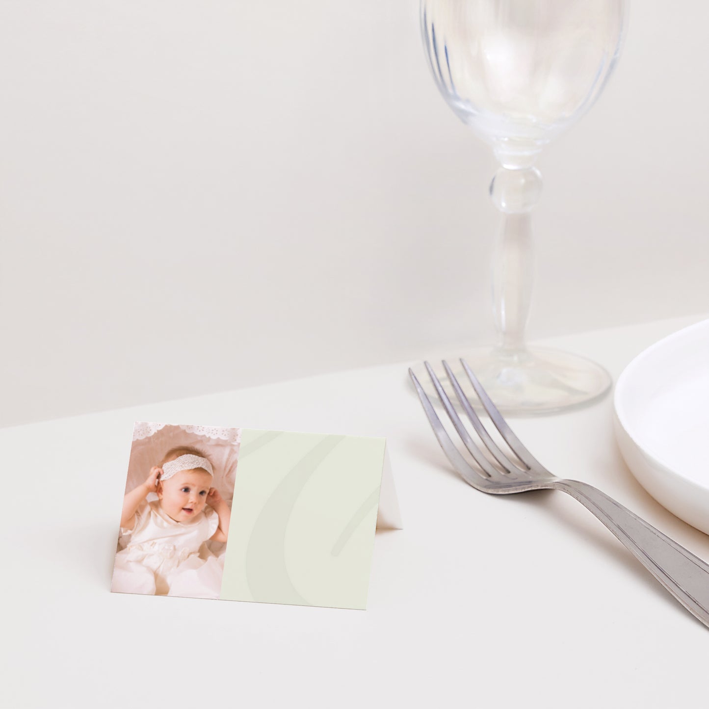 Naamkaartjes Doop 2 luiken Ceremonie - Beige foto N° 2