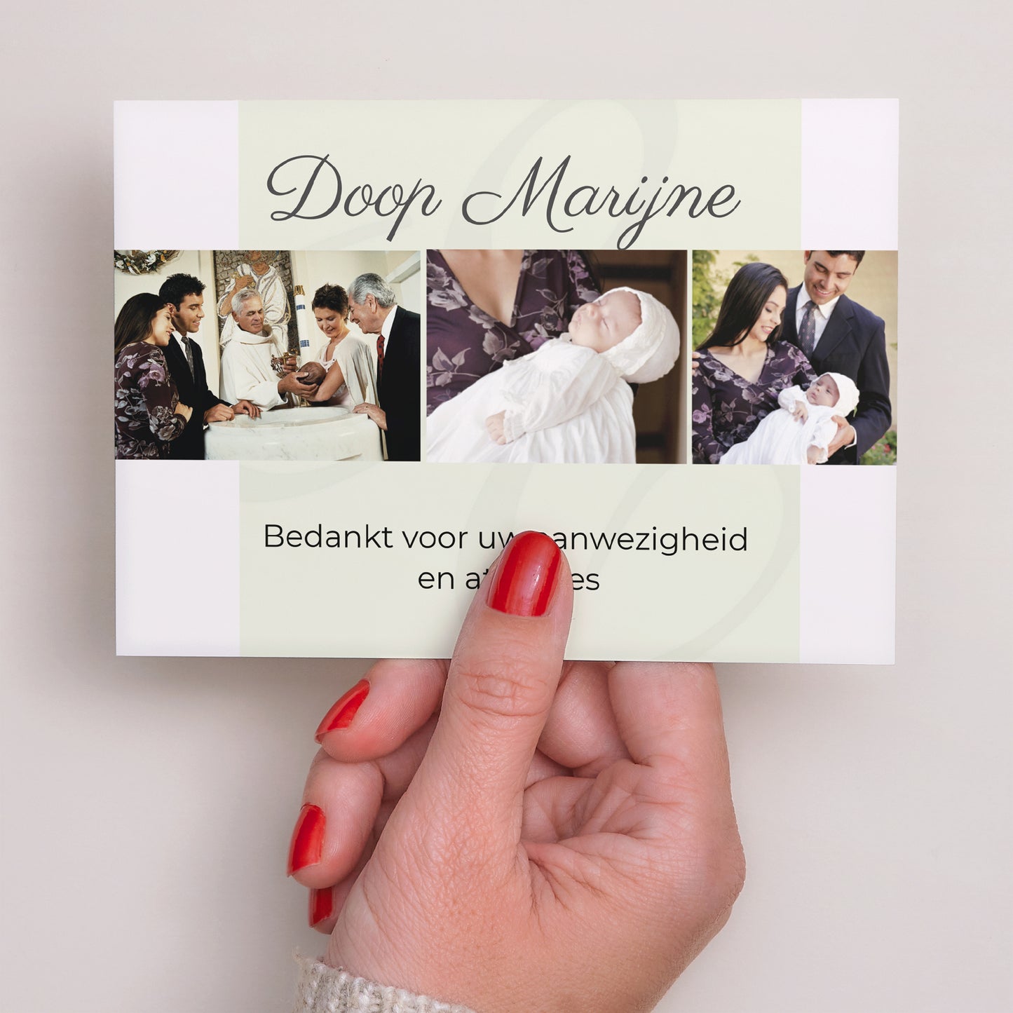 Bedankkaart Doop Landschap Ceremonie - Beige foto N° 3