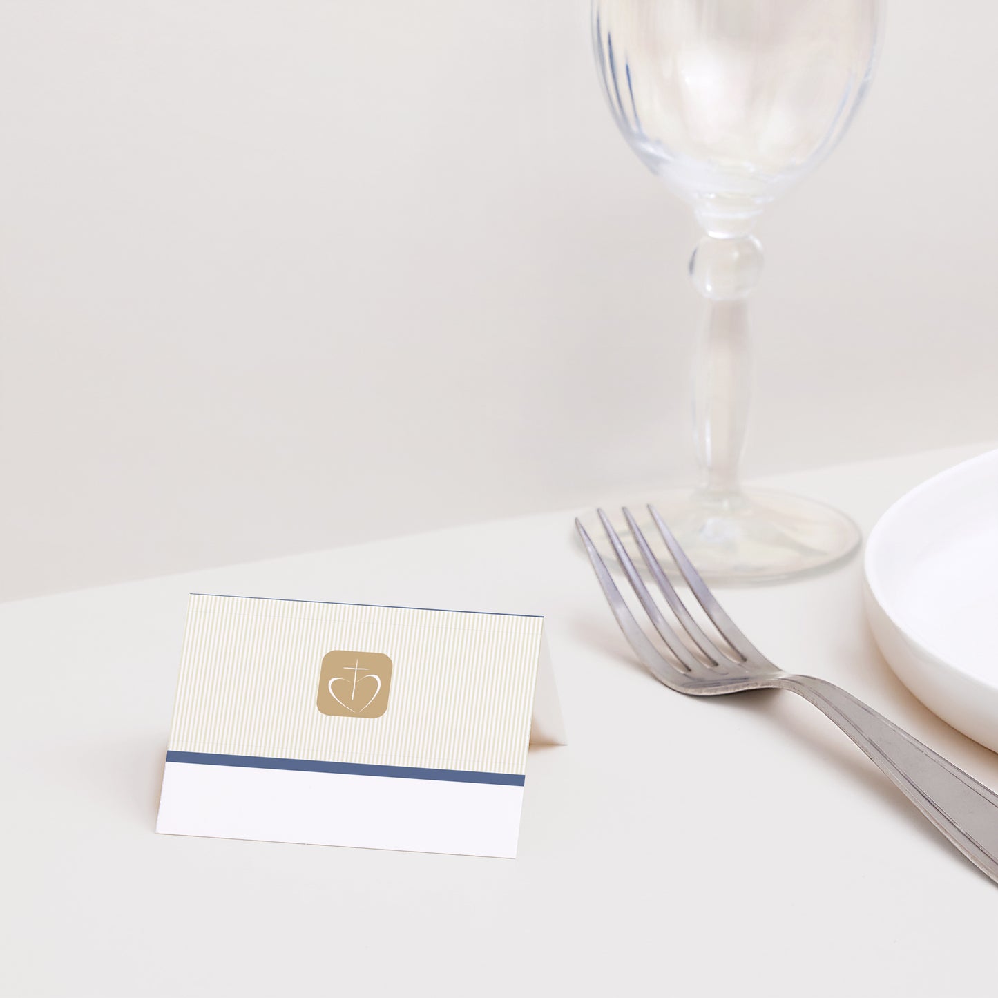 Naamkaartjes Communie 2 luiken Communie, geloofsbelijdenis - beige foto N° 2