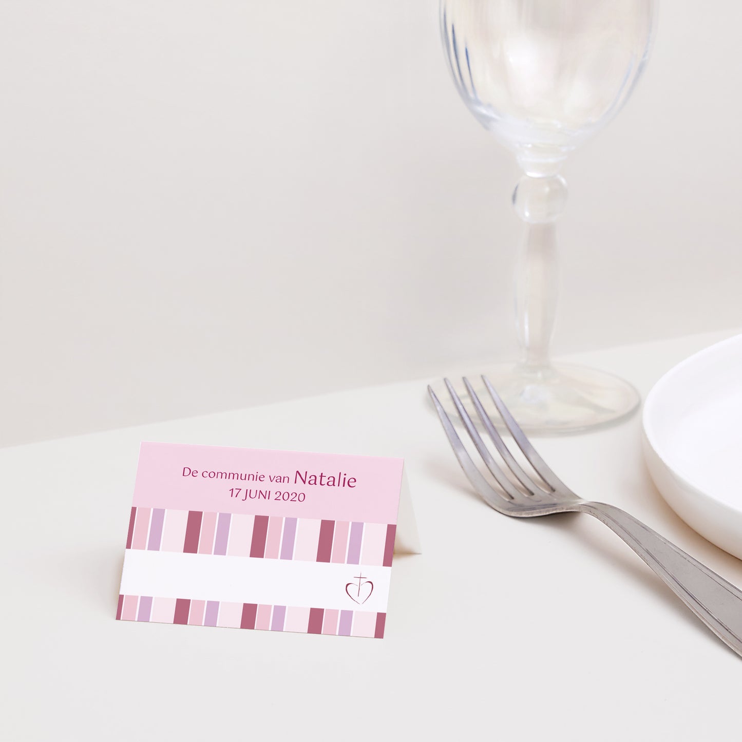 Naamkaartjes Communie 2 luiken Geloofsbelijdenis - Meisje foto N° 2