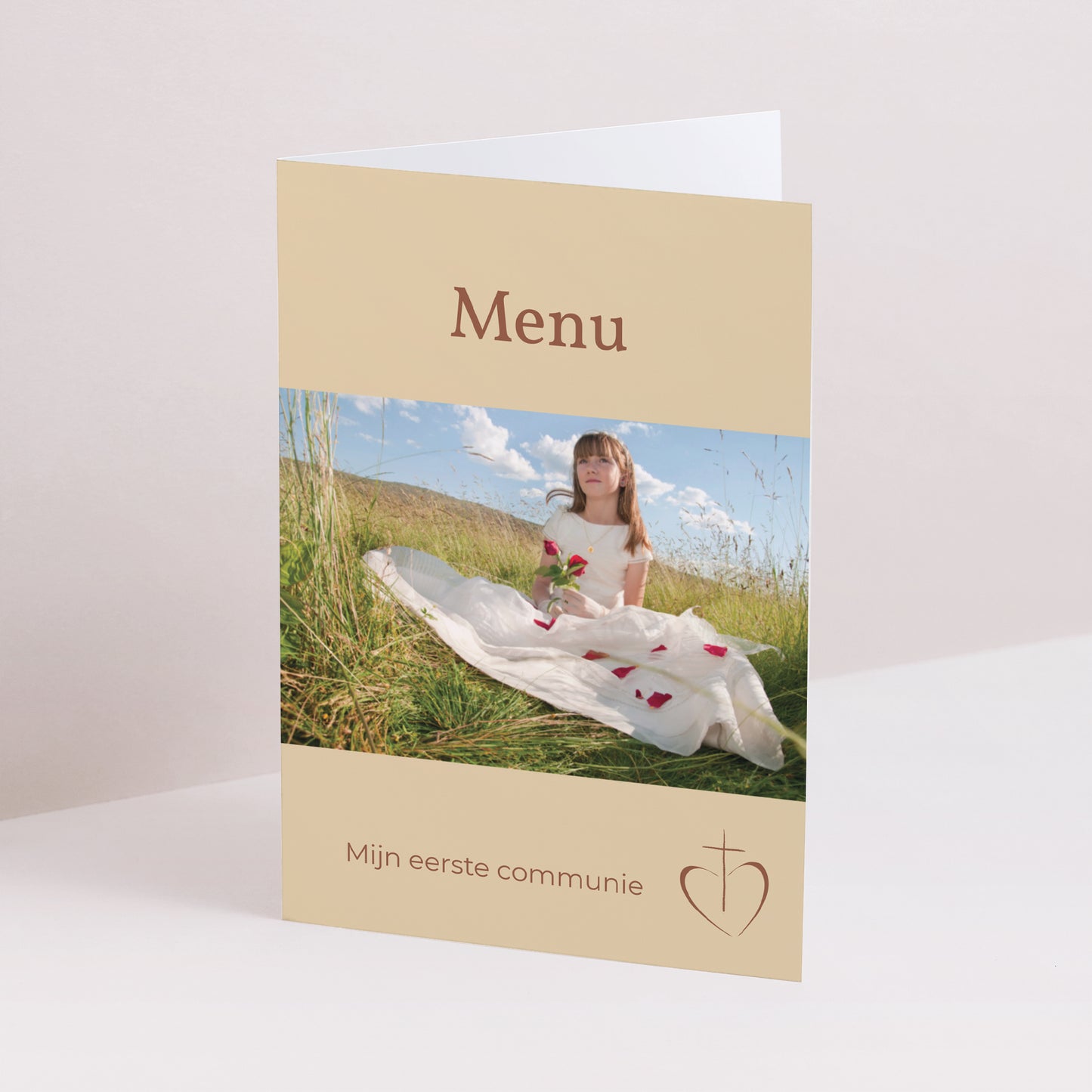 Menukaart Communie Dubbel portretvenster Geloofsbelijdenis foto N° 1
