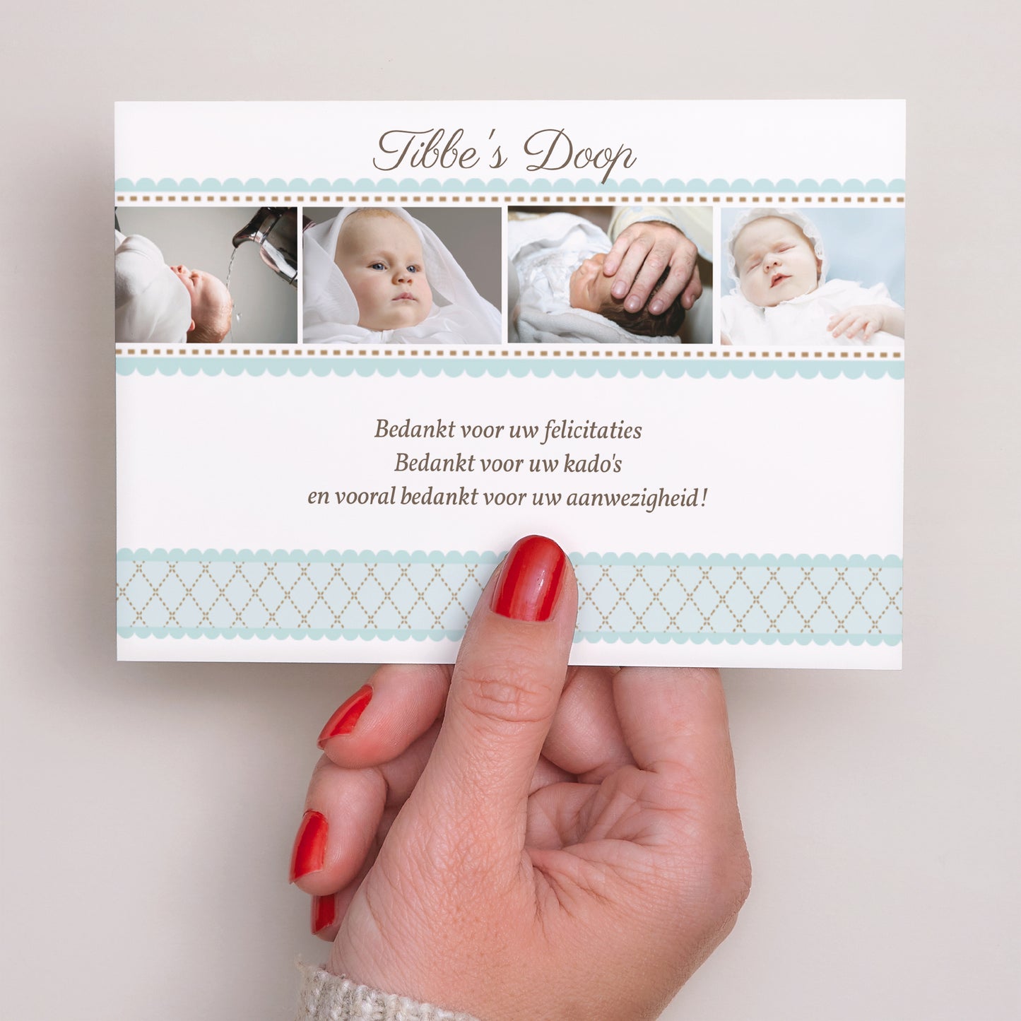 Bedankkaart Doop Landschap Retro doop - Jongen foto N° 3