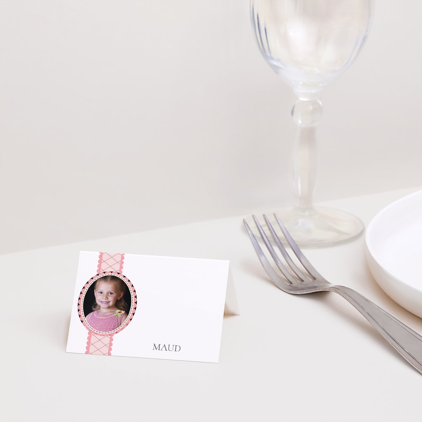 Naamkaartjes Doop 2 luiken Retro doop - Meisje foto N° 2