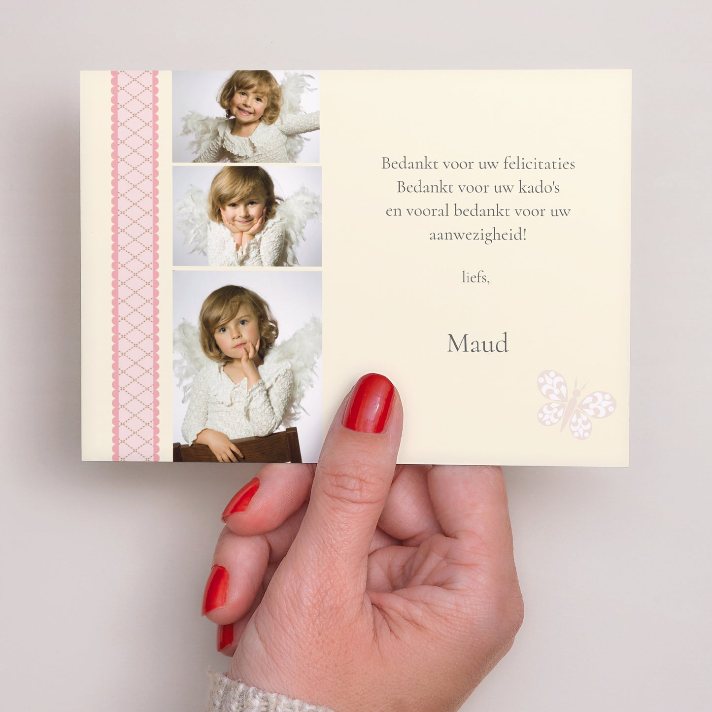 Bedankkaart Doop Landschap Retro doop - Meisje foto N° 3