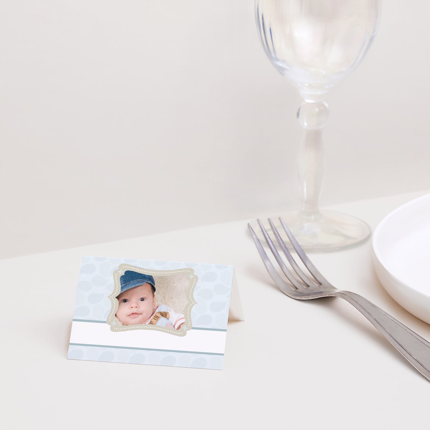 Naamkaartjes Doop 2 luiken Blauwe doop foto N° 2