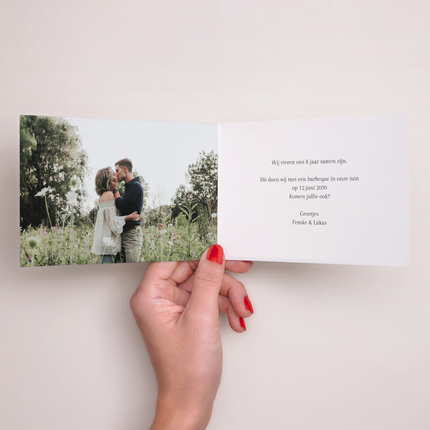 Uitnodigingen Huwelijksverjaardag Dubbele landschapspanelen Poppy bruiloft - 8 jaar foto N° 2