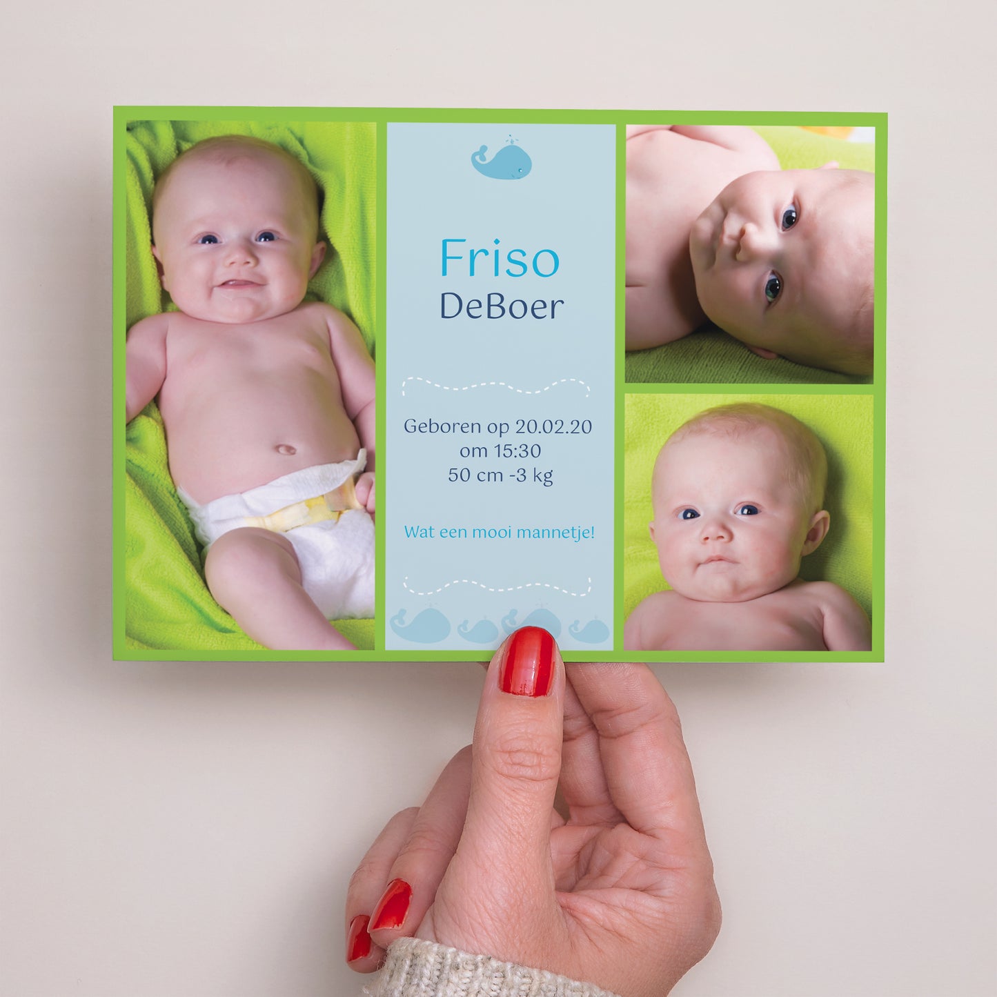 Uitnodigingskaart Geboorte Landschap Baby blauwe vinvis foto N° 3