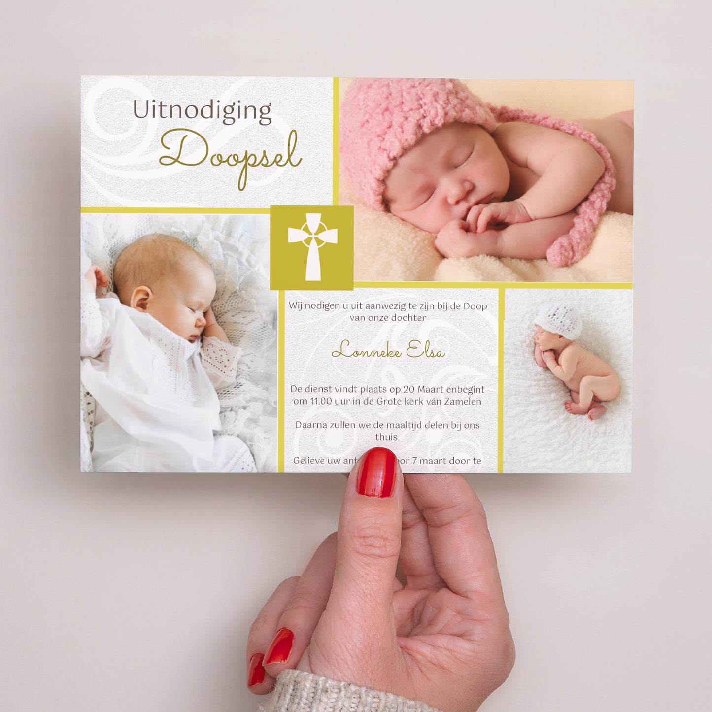 Uitnodigingskaart Doop Landschap Moderne Doré foto N° 3