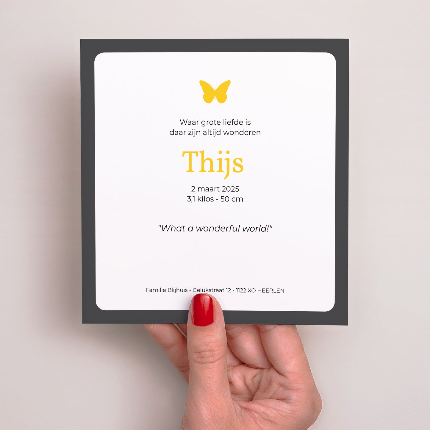 Uitnodigingskaart Geboorte Vierkant Multifoto's - Geel blok foto N° 3