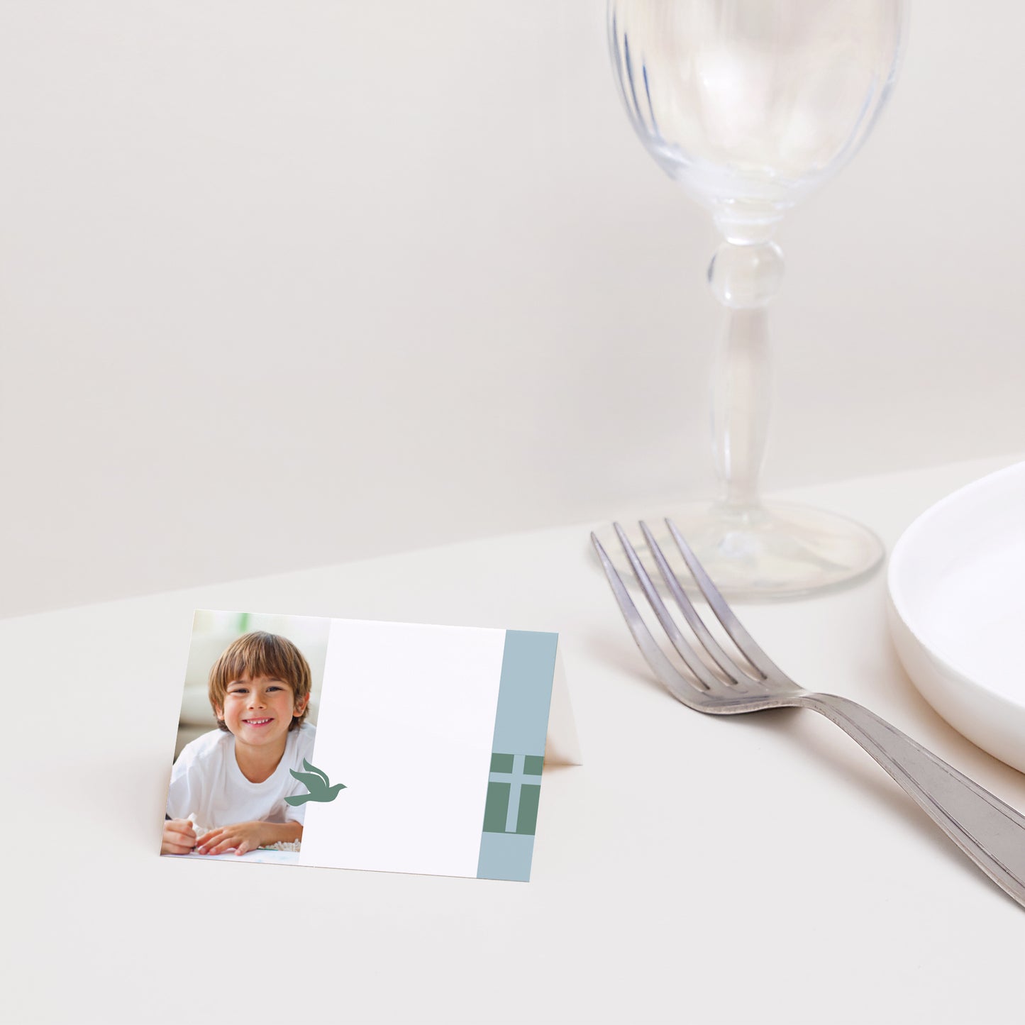 Naamkaartjes Communie 2 luiken Heilige datum foto N° 2