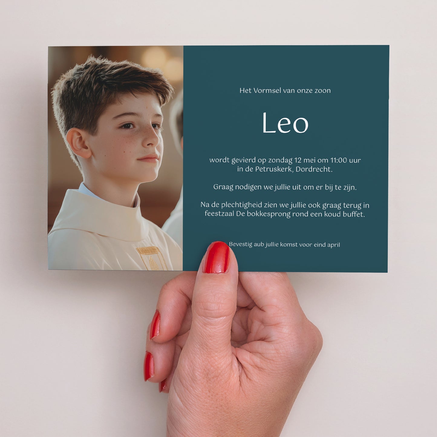 Uitnodigingskaart Communie Landschap foto N° 3