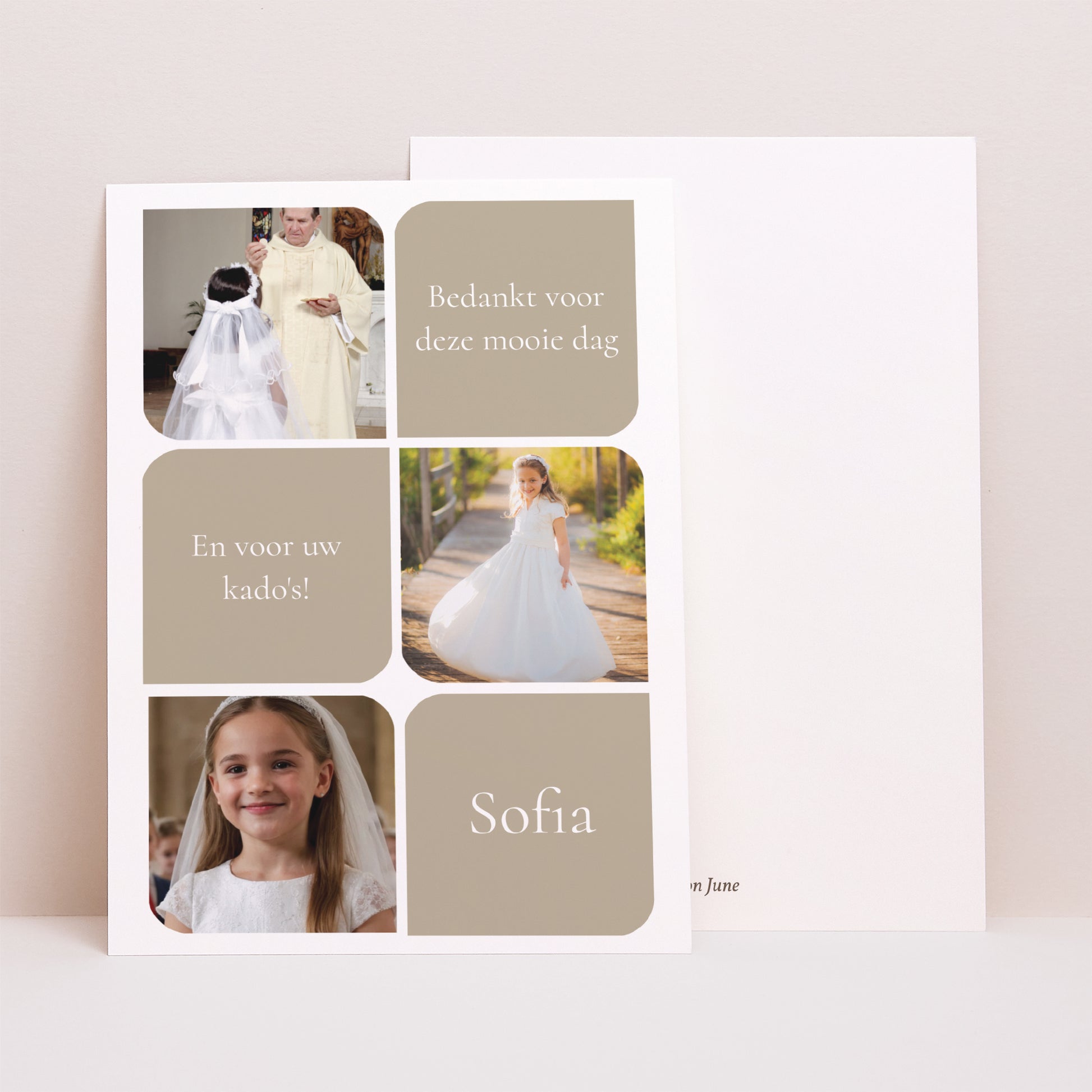 Bedankkaart Communie Portret Viering, symbolen en foto's foto N° 1