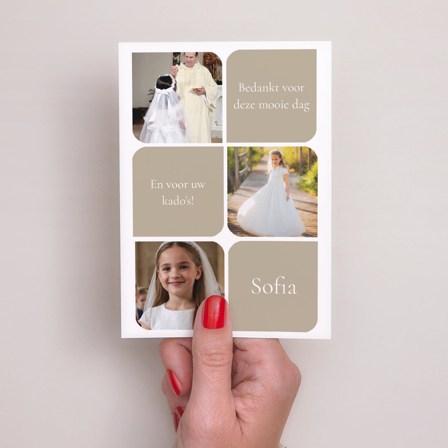 Bedankkaart Communie Portret Viering, symbolen en foto's foto N° 2