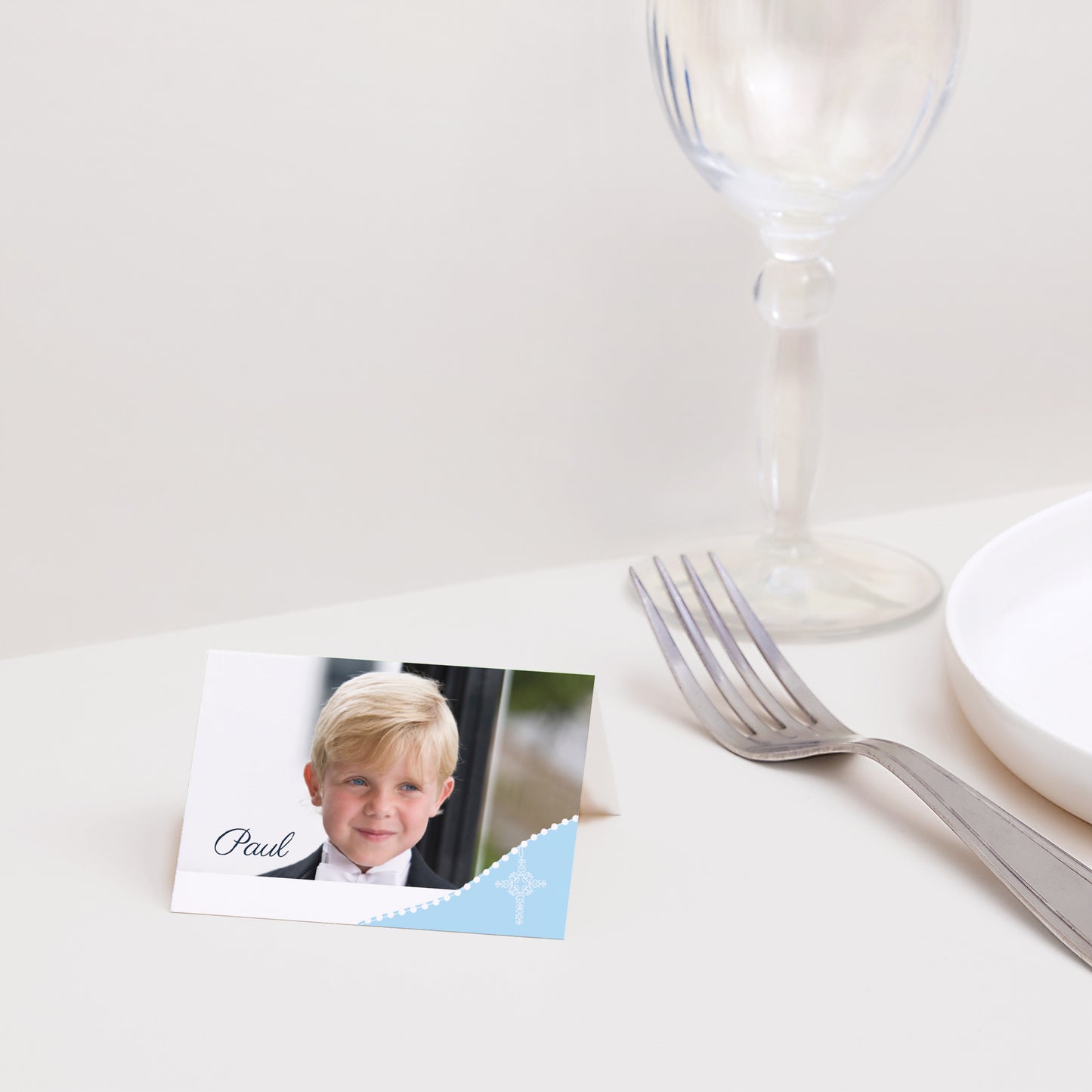 Naamkaartjes Communie 2 luiken Inwijding foto N° 2