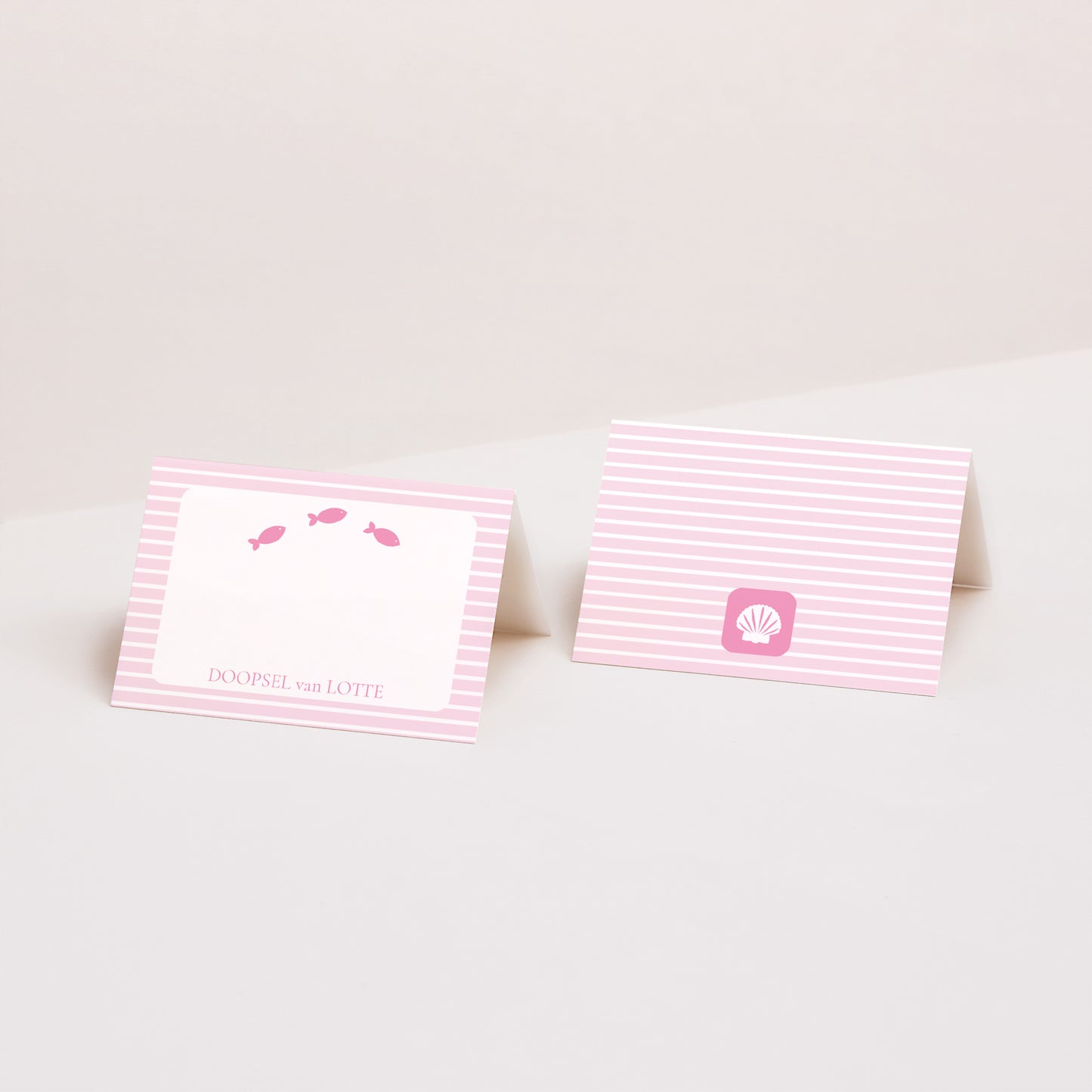 Naamkaartjes Doop 2 luiken Roze matroos foto N° 1