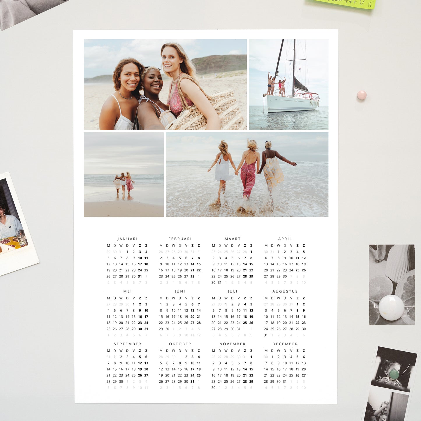 Kalender Eindejaar Magnetische, eenbladige kalender Nederland foto N° 1
