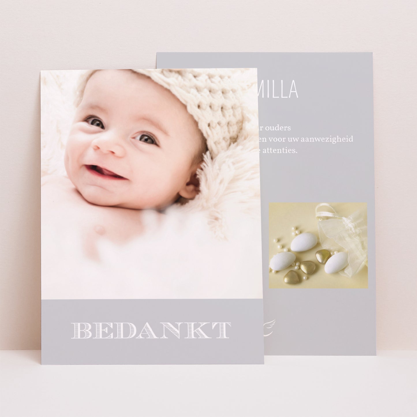 Bedankkaart Doop Portret Typografie foto N° 1