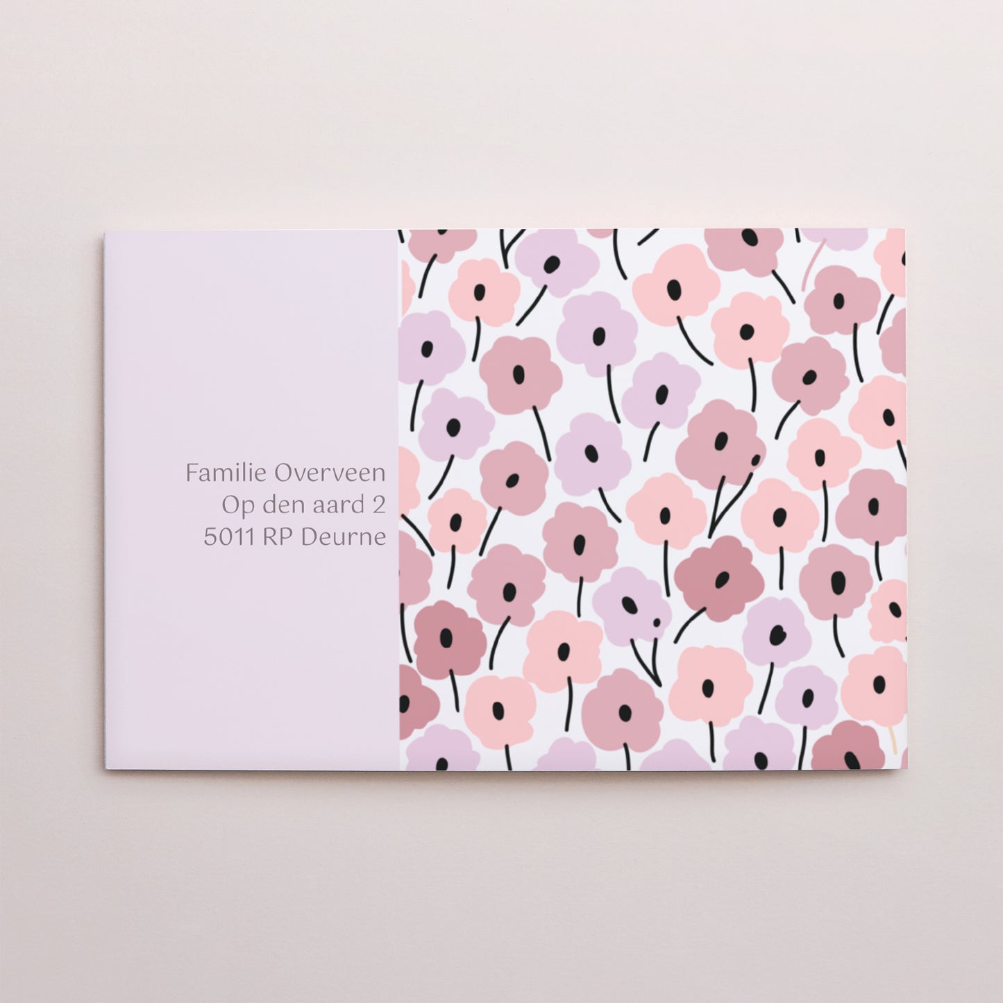 Uitnodigingen Communie Dubbele landschapspanelen Roze bloemen foto N° 3