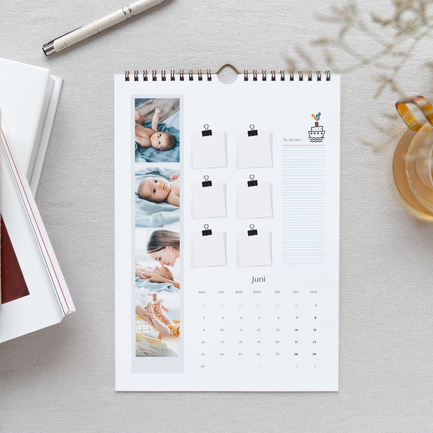 Kalender Eindejaar Muurschildering A4 Jongen foto N° 2