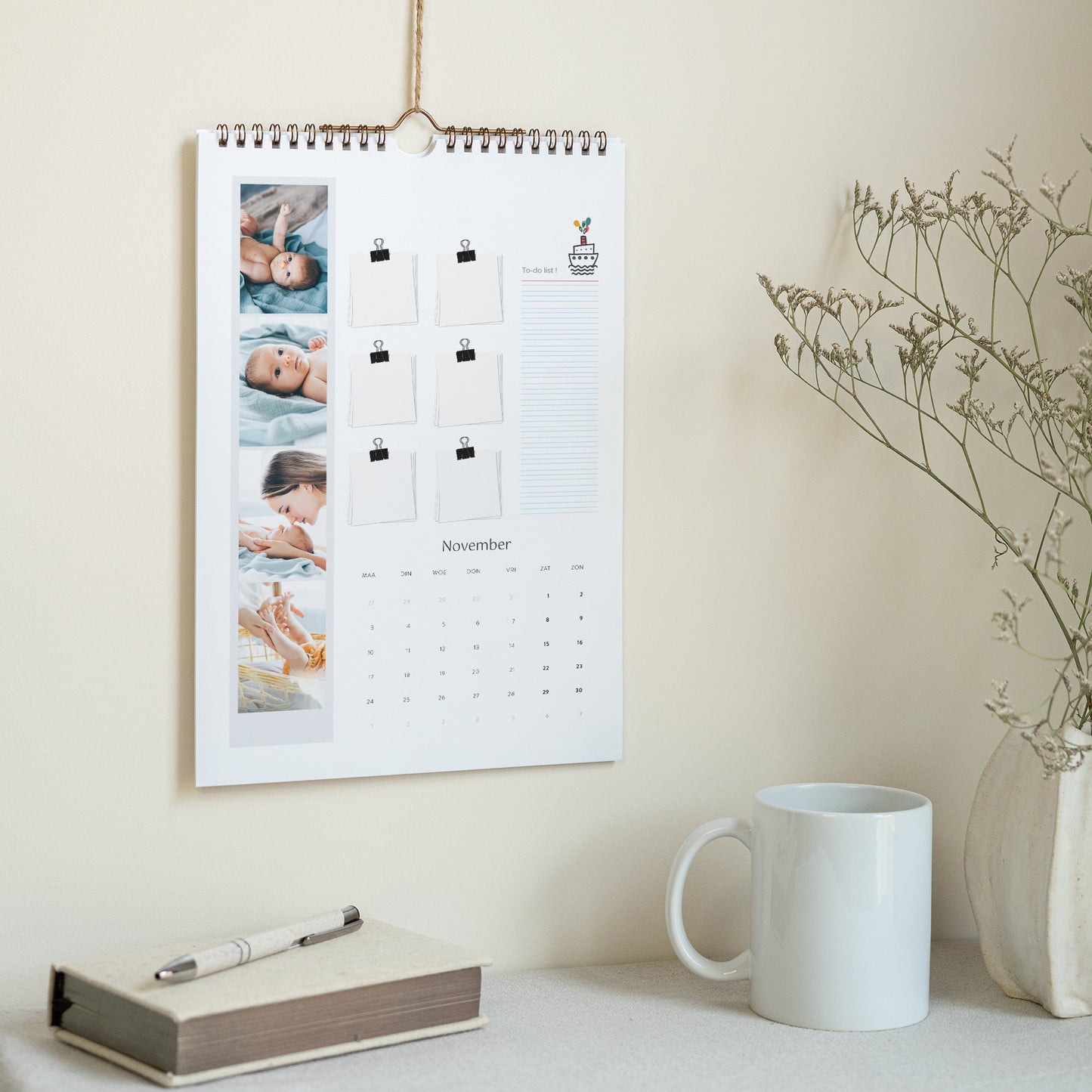 Kalender Eindejaar Muurschildering A4 Jongen foto N° 3