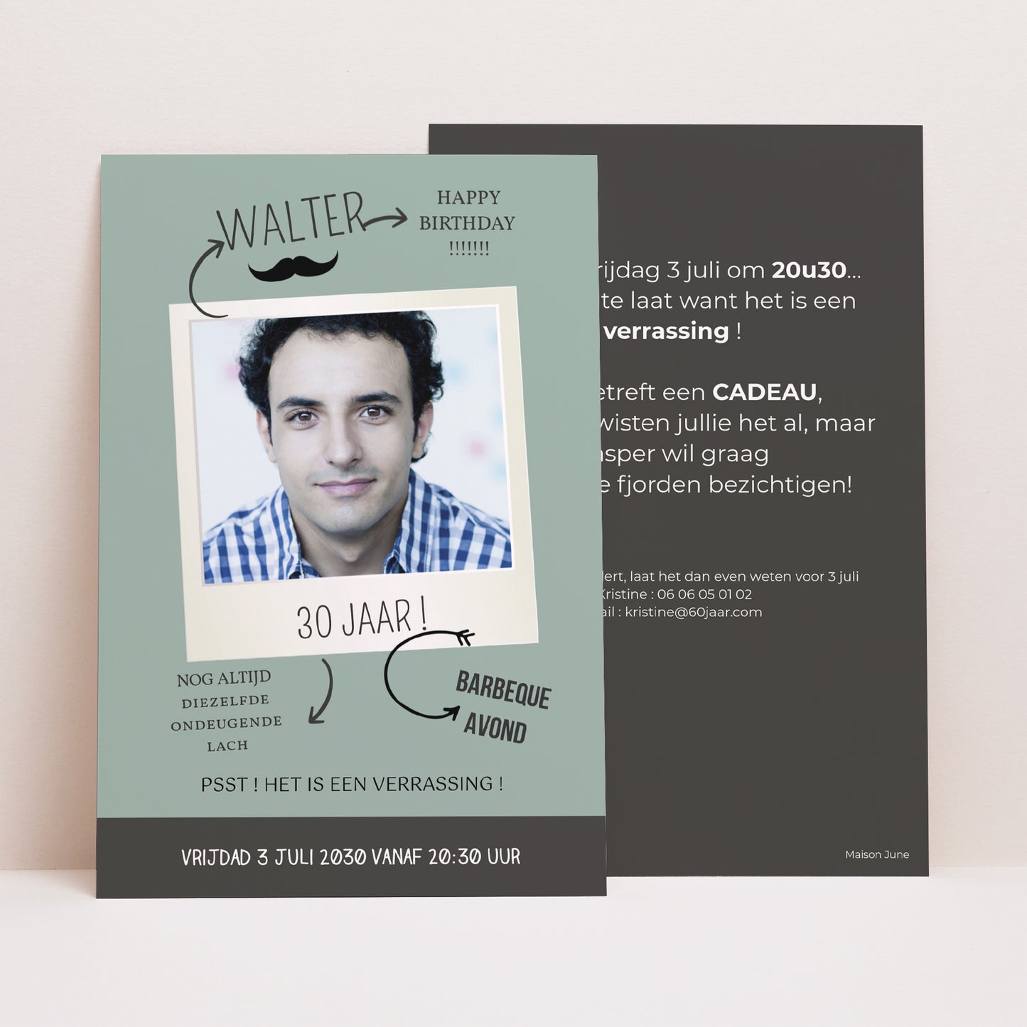 Uitnodigingen Verjaardag Volwassene Portret Polaroidpartij foto N° 1