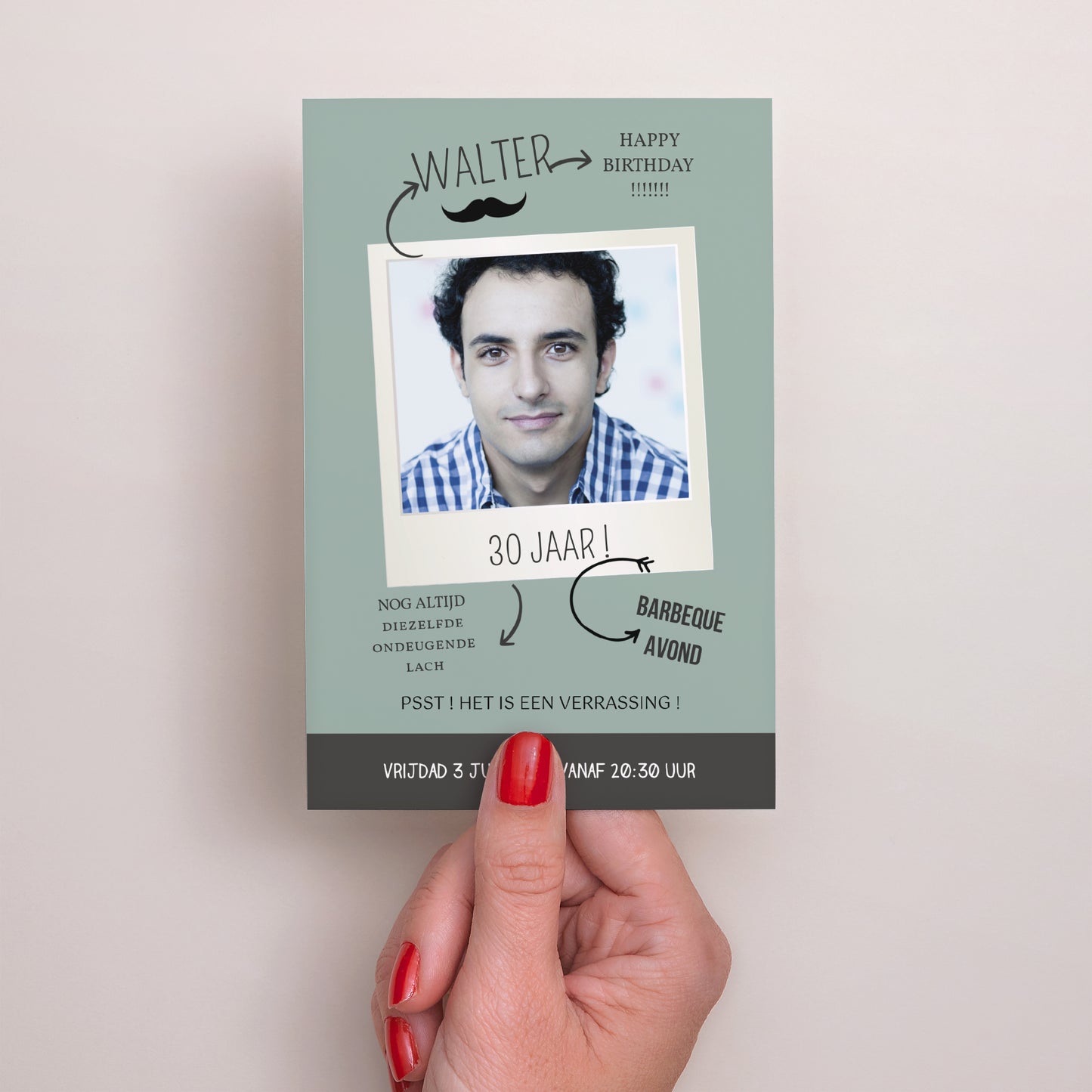 Uitnodigingen Verjaardag Volwassene Portret Polaroidpartij foto N° 2
