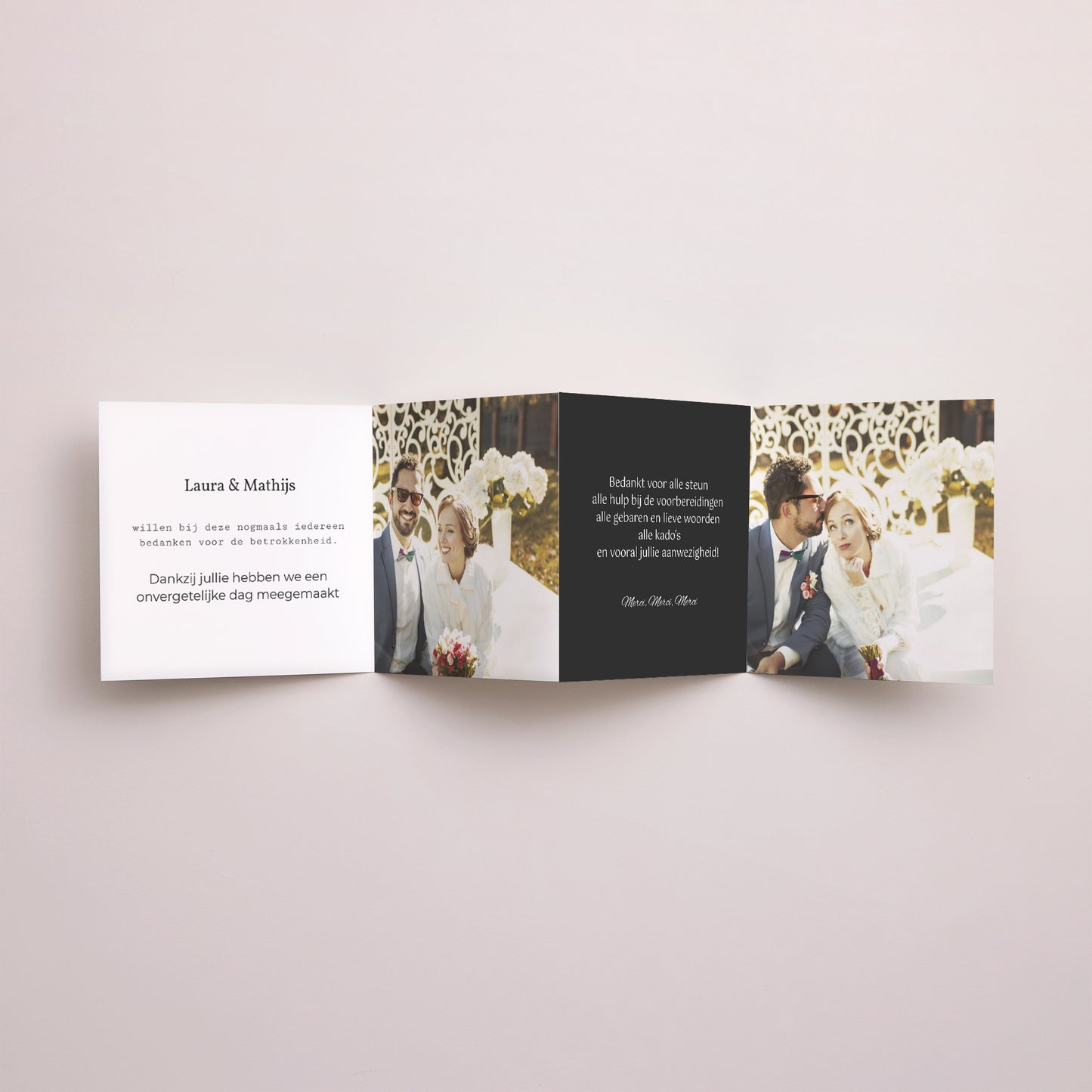 Bedankkaart Huwelijk Accordeon De heer en mevrouw foto N° 3