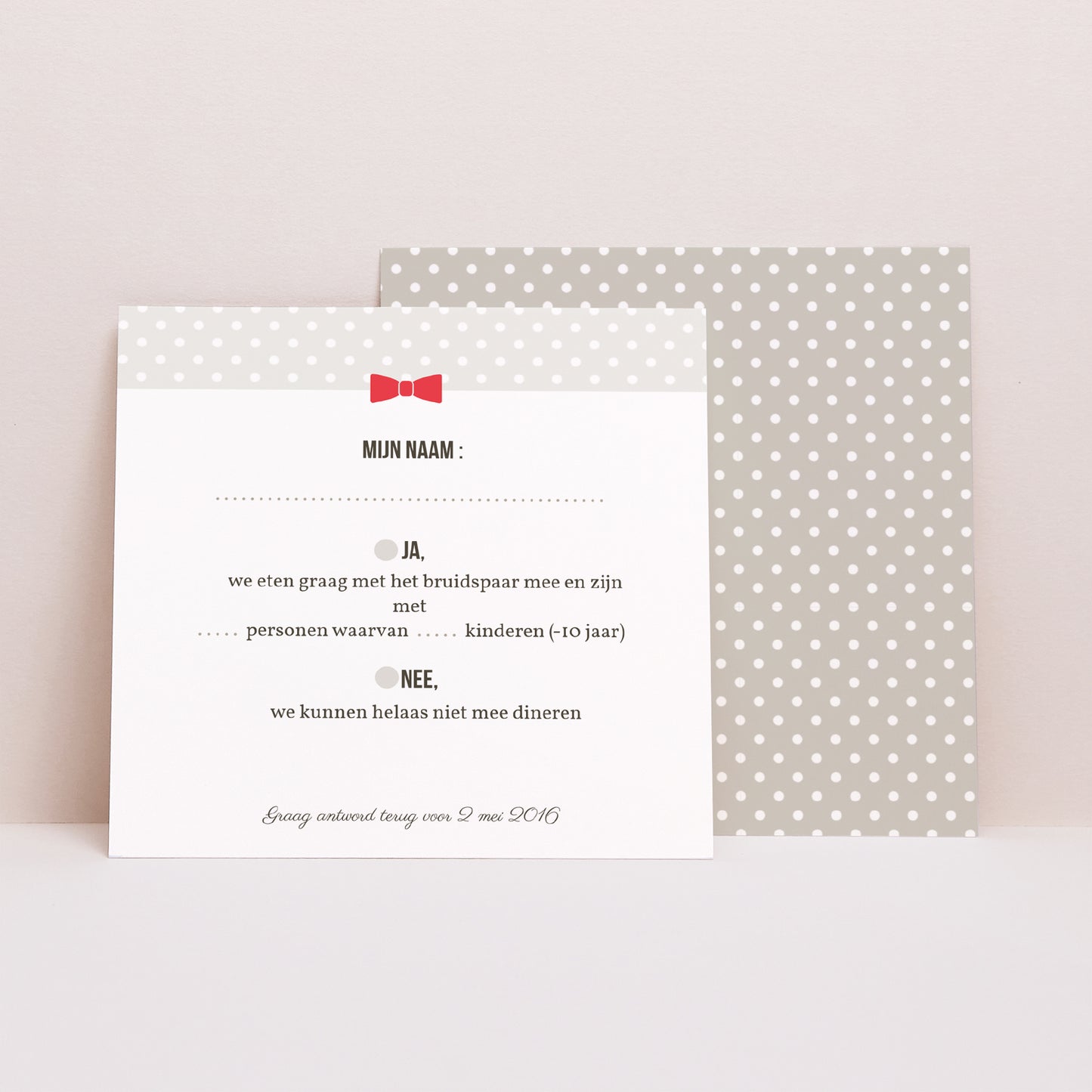 RSVP kaart Huwelijk Vierkant Vintage rood foto N° 1