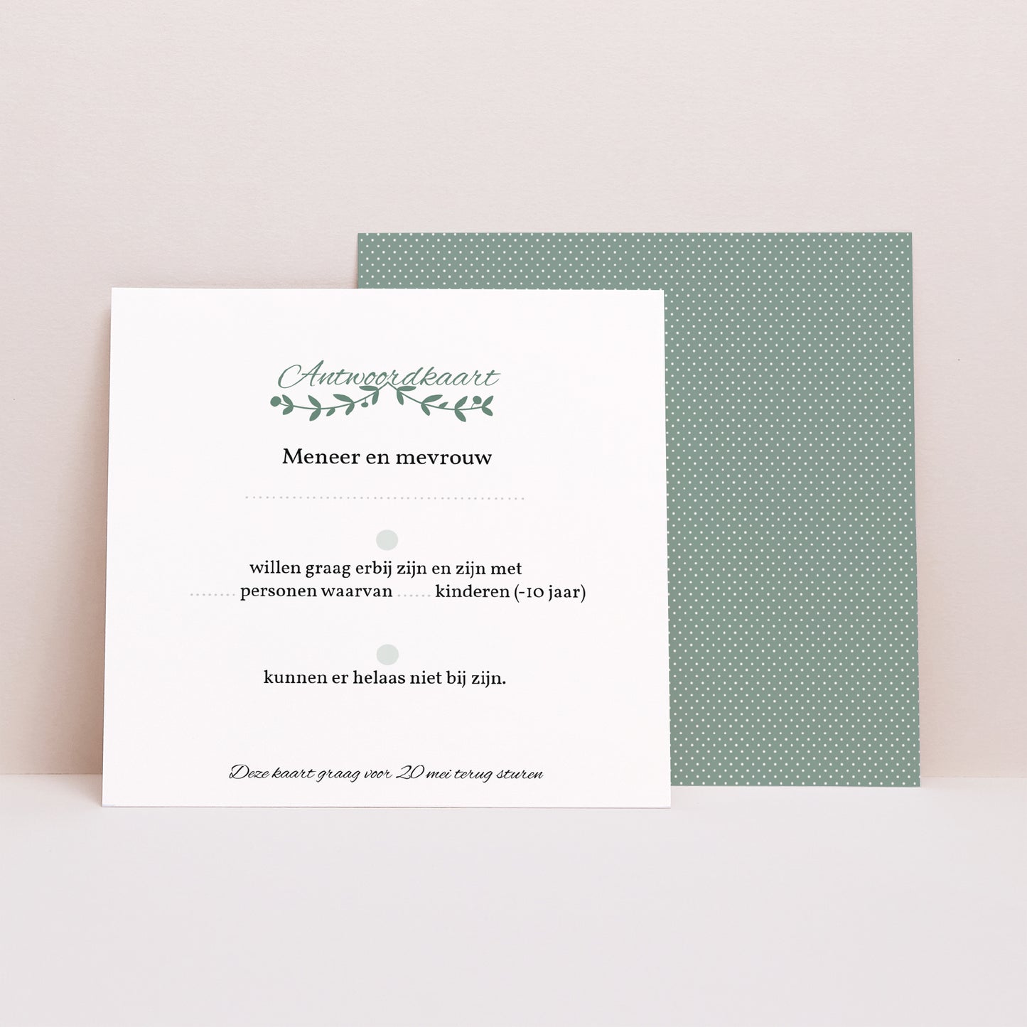 RSVP kaart Huwelijk Vierkant Diadem foto N° 1