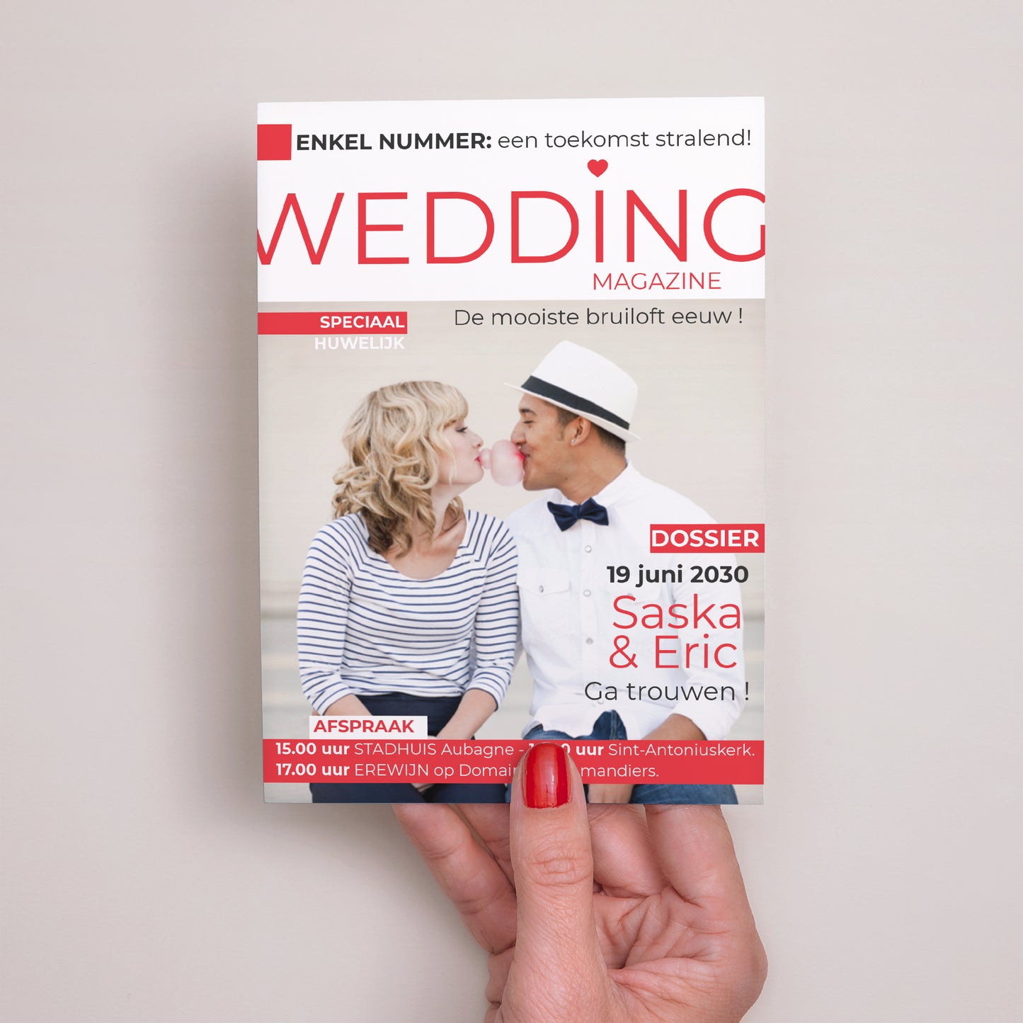 Uitnodigingskaart Huwelijk Bruiloft Magazine foto N° 2