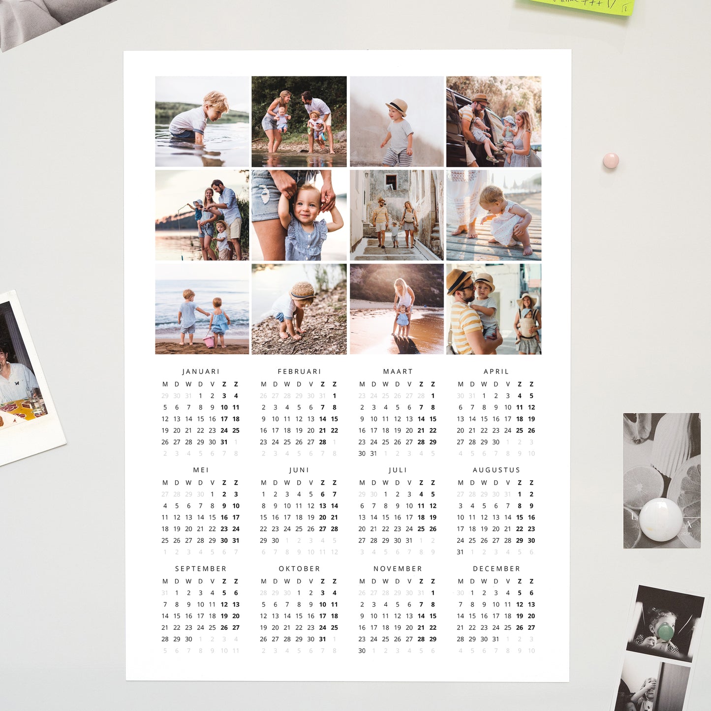 Kalender Eindejaar Magnetische, eenbladige kalender Damier foto N° 1