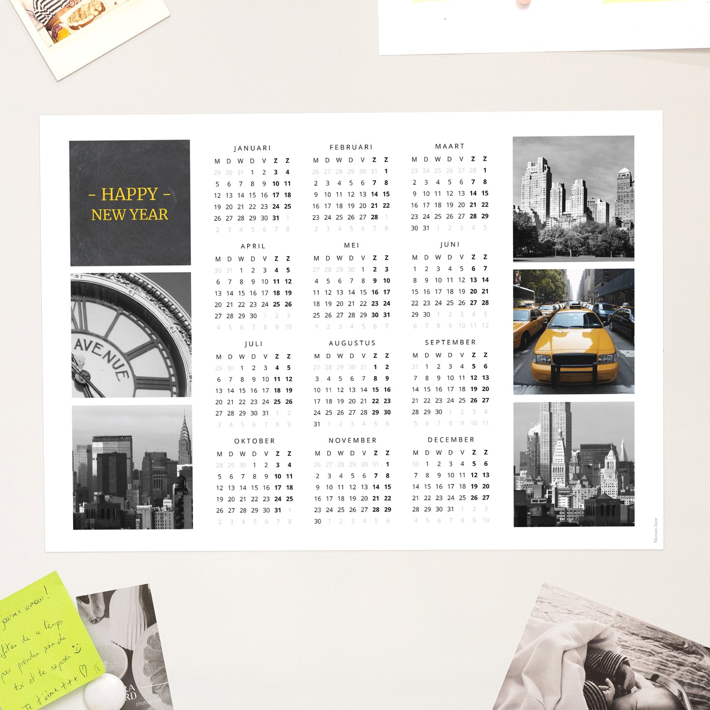 Kalender Eindejaar Magnetisch, enkelvoudig landschap Rond de wereld foto N° 1