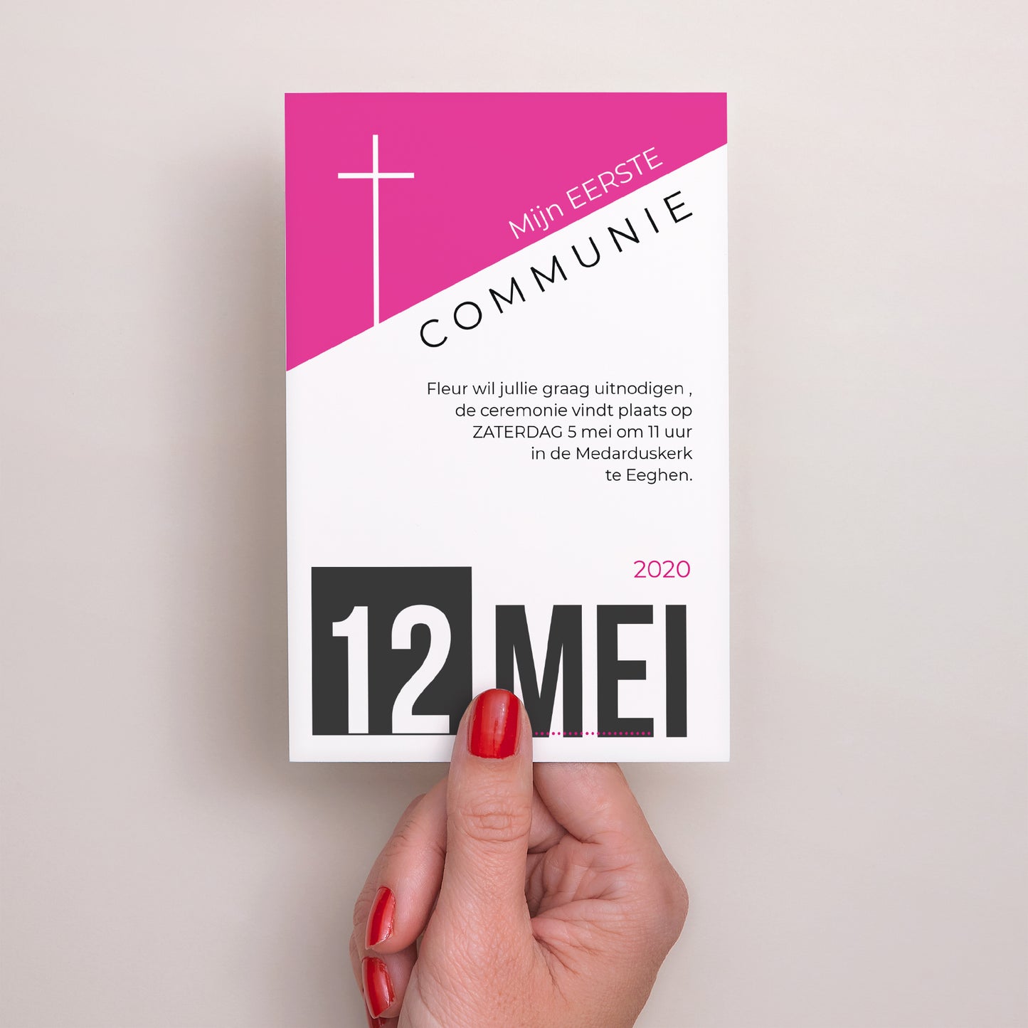 Uitnodigingskaart Communie Portret Meisjesposter foto N° 2