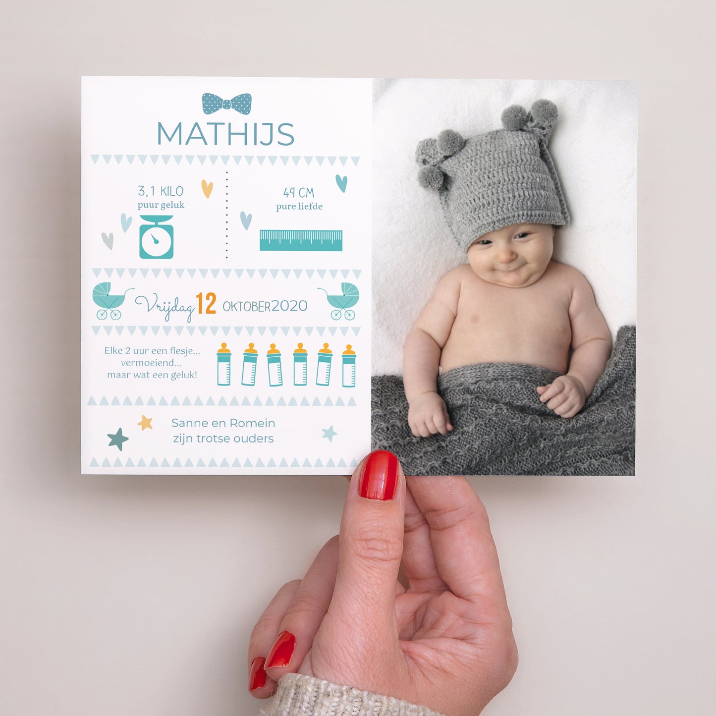 Uitnodigingskaart Geboorte Landschap Kleine pictogrammen foto N° 3